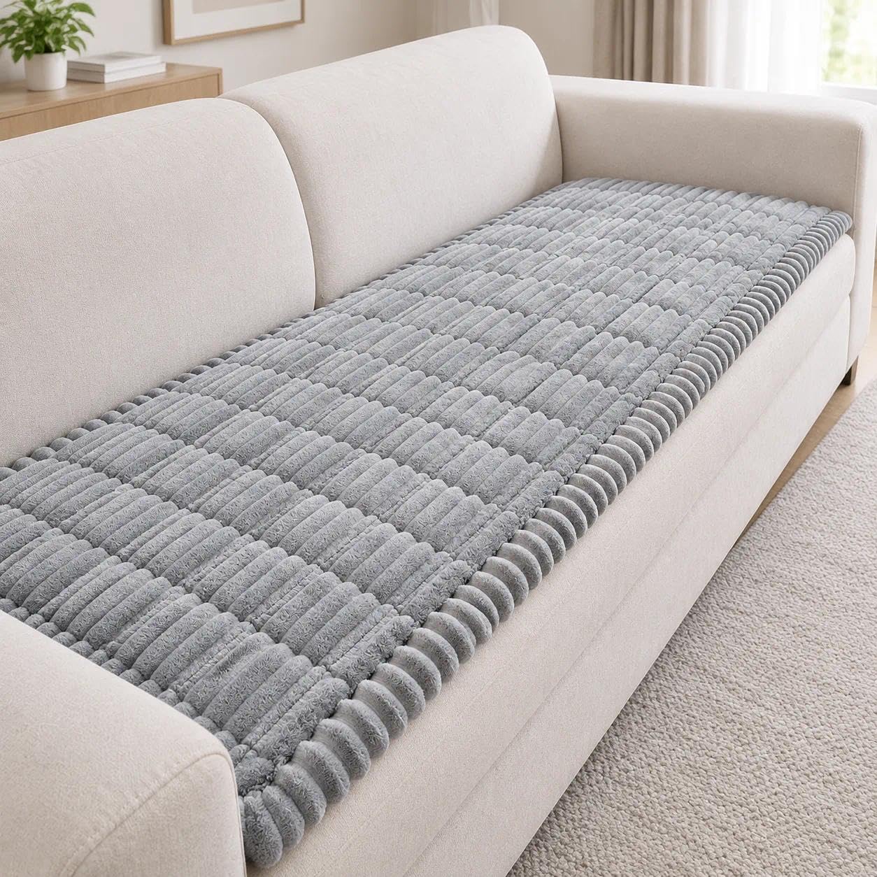 Masira Cosy Plush Pet Seat Sofa Cover Corduroy (Light Grey / 90*240Cm) — image 1