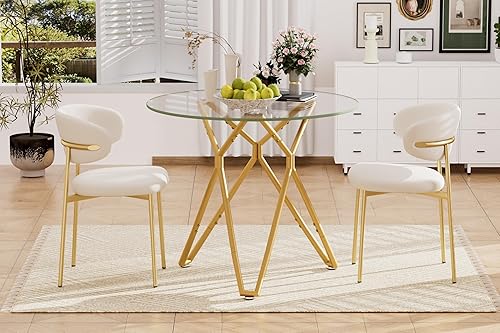 Miniatura 202 de Mesa de comedor de cristal de 51 pulgadas para 4, mesa de comedor rectangular contemporánea con parte superior de vidrio templado y patas de acero