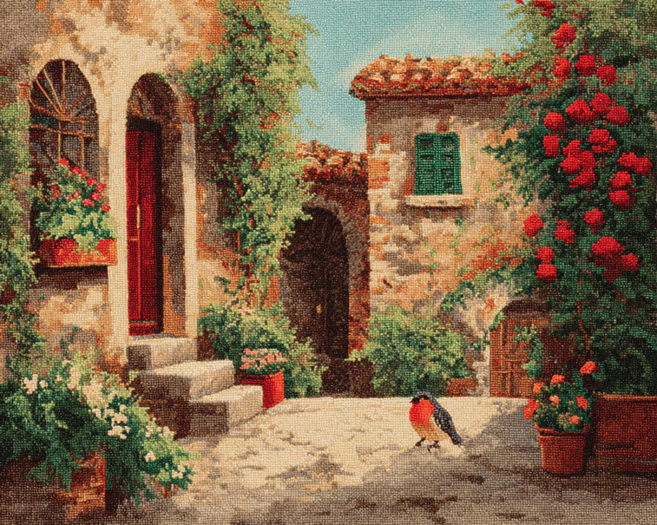 AMBATTERY Latch Hook Kits Carpet Birds in the Courtyard 55x75cm