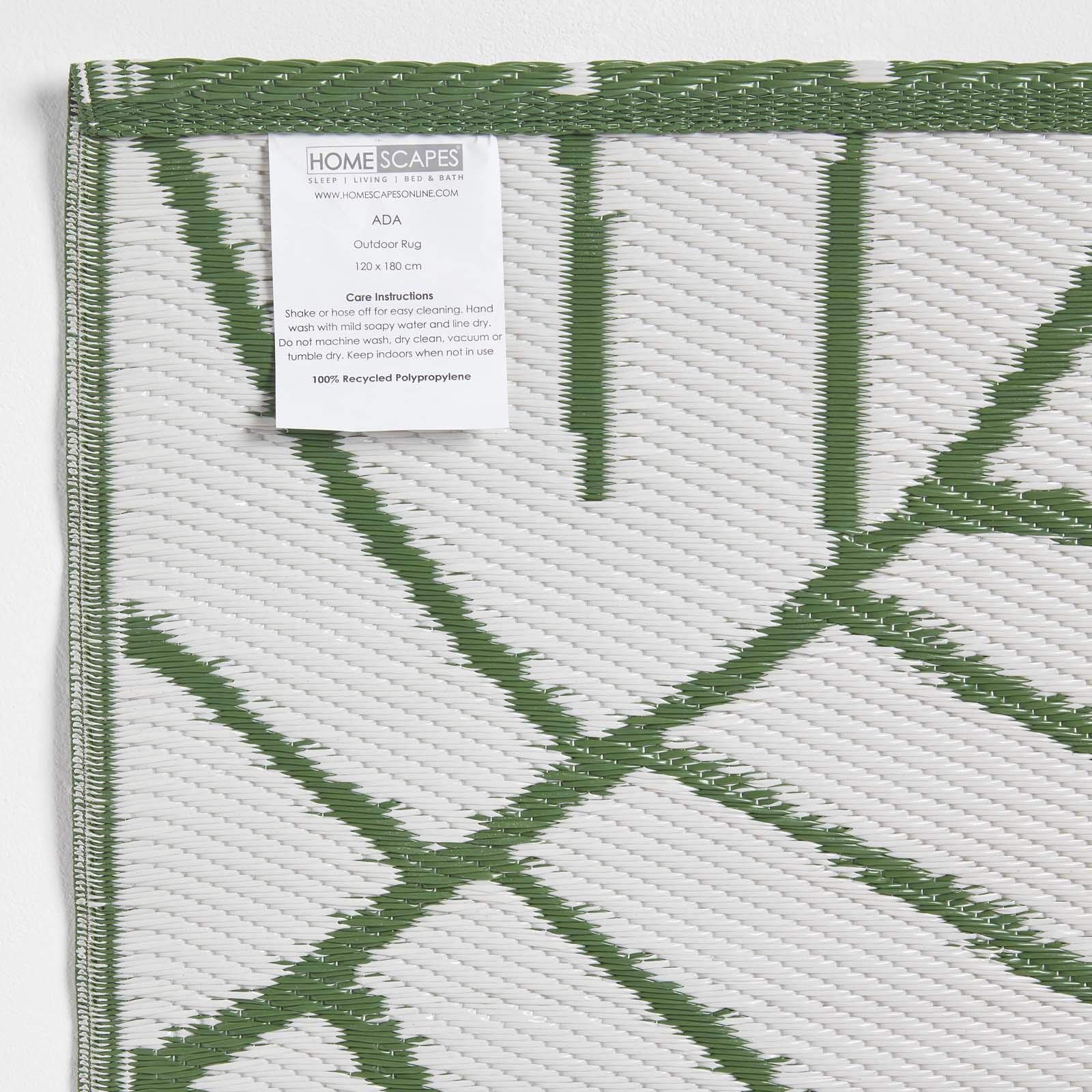 HOMESCAPES Tappeto da giardino impermeabile reversibile verde Ada, 120 x 180 cm, per interni esterni, terrazza balcone