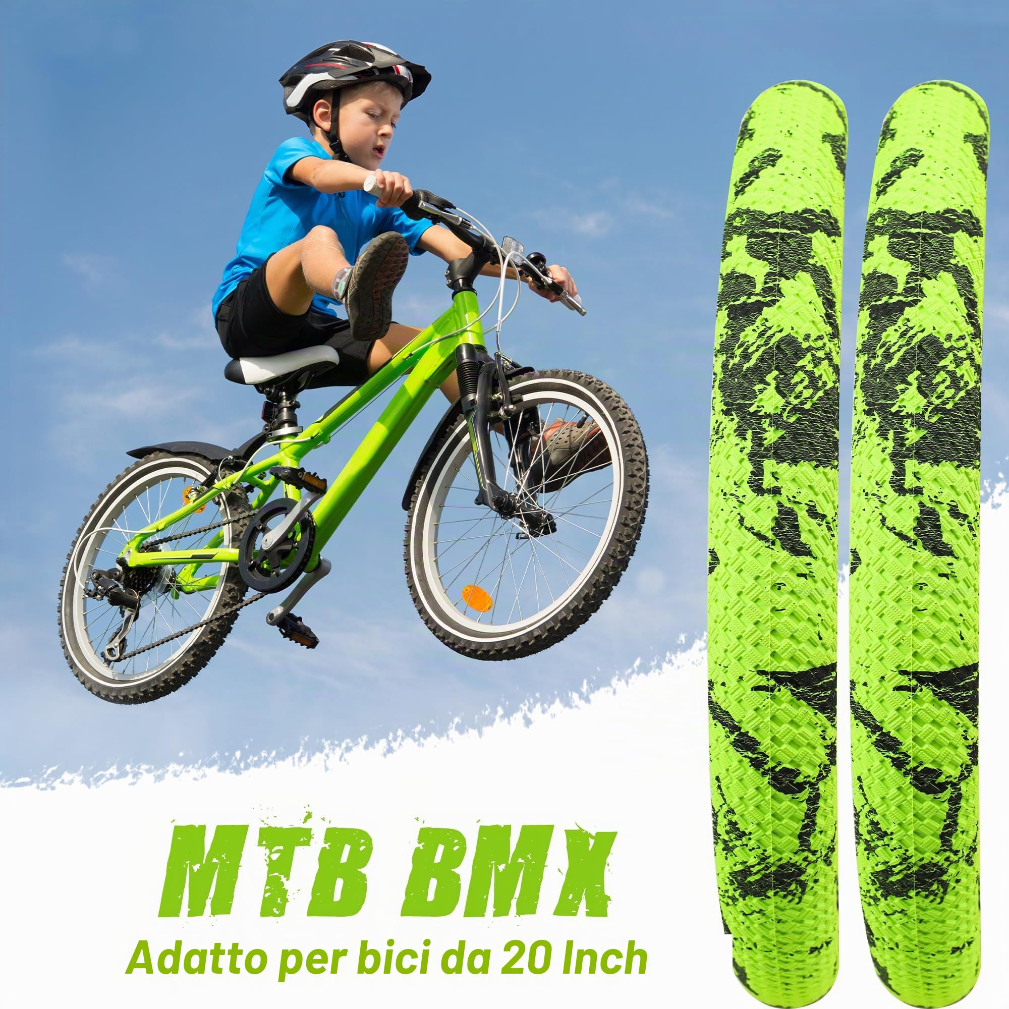 ZUKKA Confezione da 2 pneumatici da bicicletta 30 TPI da 20 pollici, 20 x 2,10, guaina 56-406, per bicicletta da 20 pollici, MTB, mountain bike, BMX