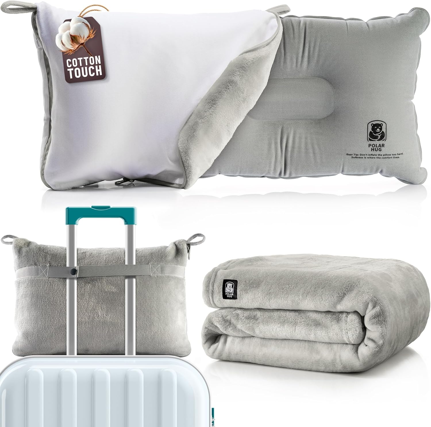 Travel Blanket and Pillow Set — Airplane Blanket with