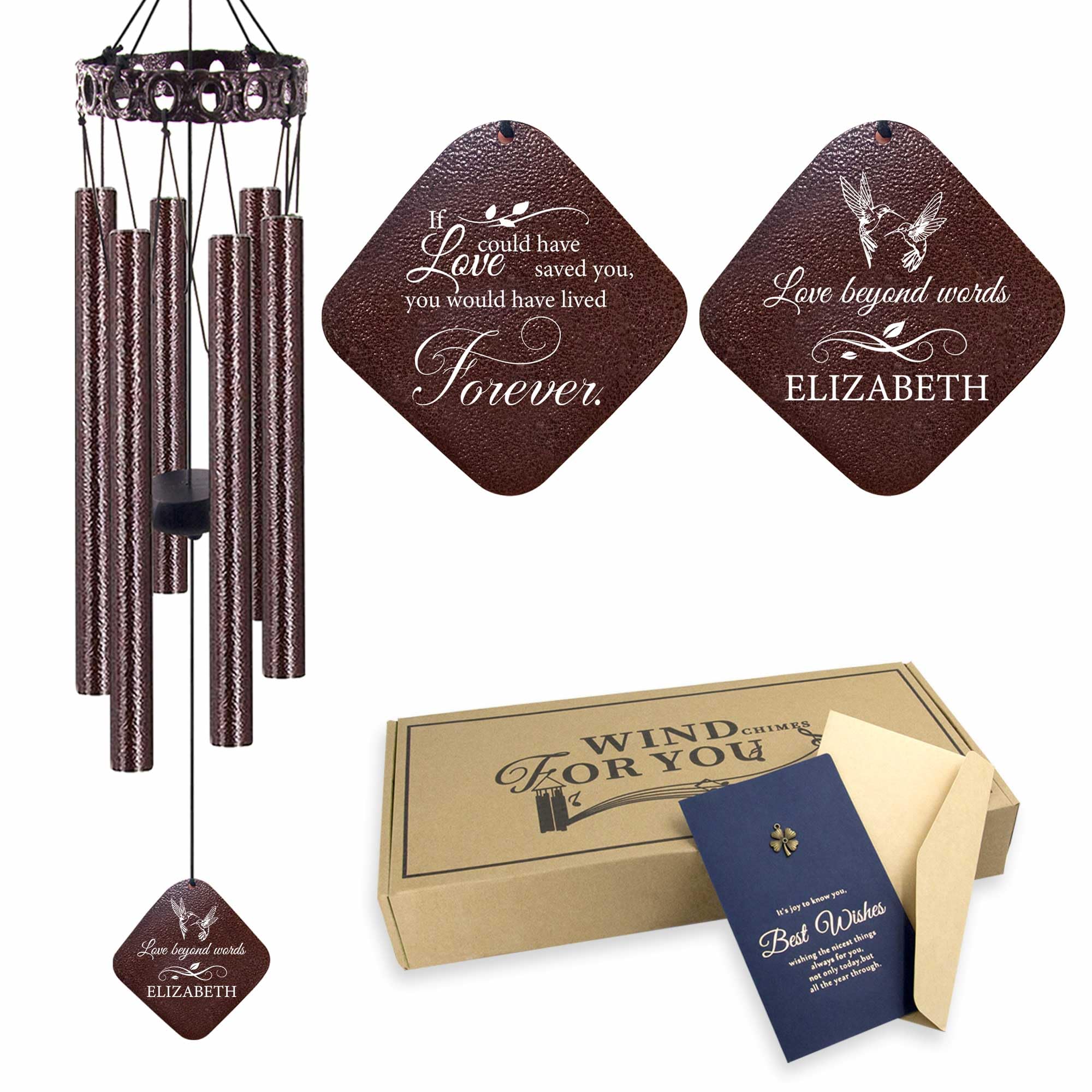 ASTARIN Personalized Memory Wind Chimes, Wind Chime in Memory of Loved One, Bereavement Metal Outdoor Wind Chime 28", Customized Sympathy Gifts for Women/Man
