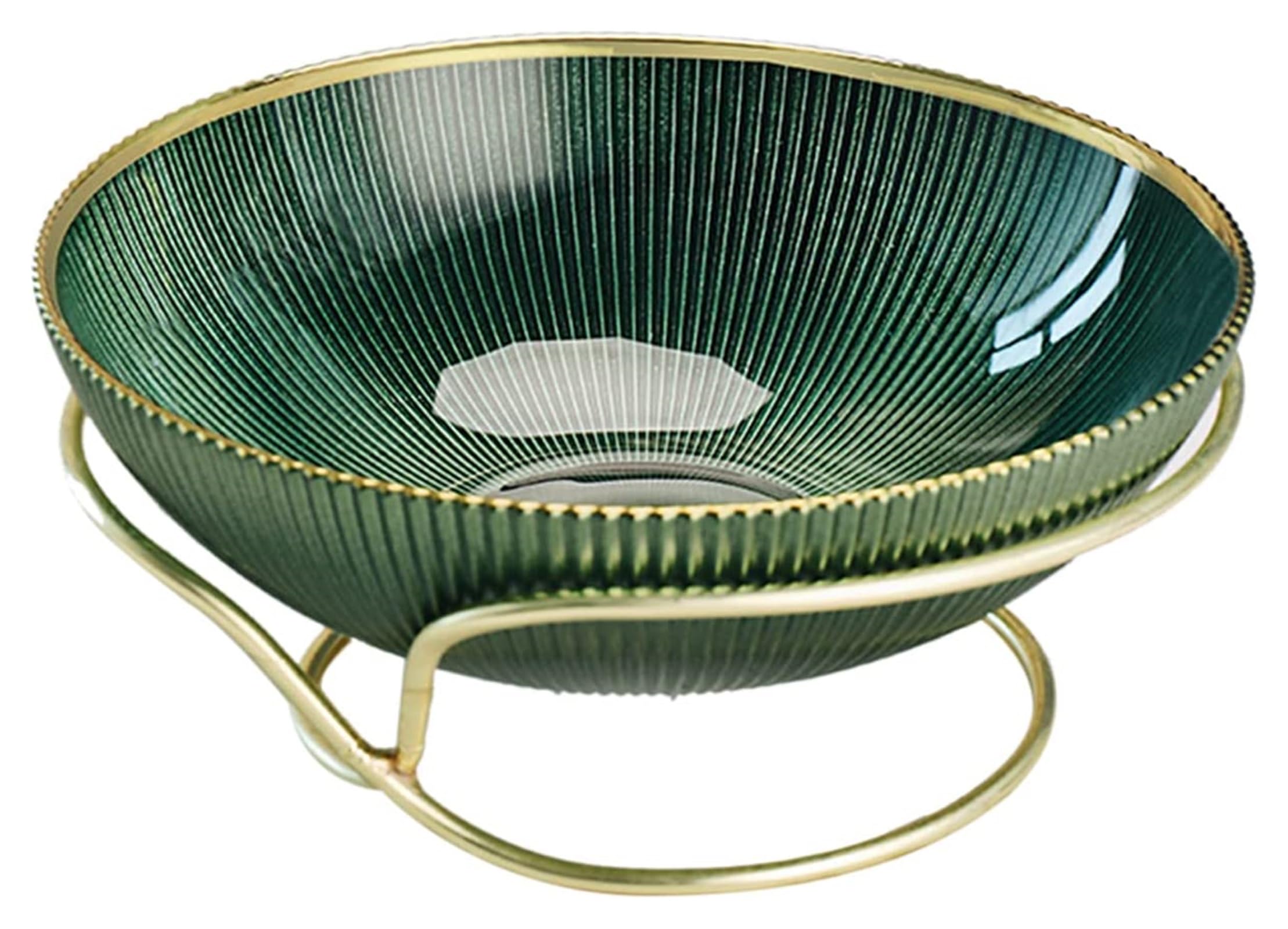 IROEJT Fruit Bowl Dessert Plate Modern Minimalist Fruit Plate Large-Capacity Snacks Candy Storage Baskets Glass Fruit Bowl With Metal Kitchen，Green Small