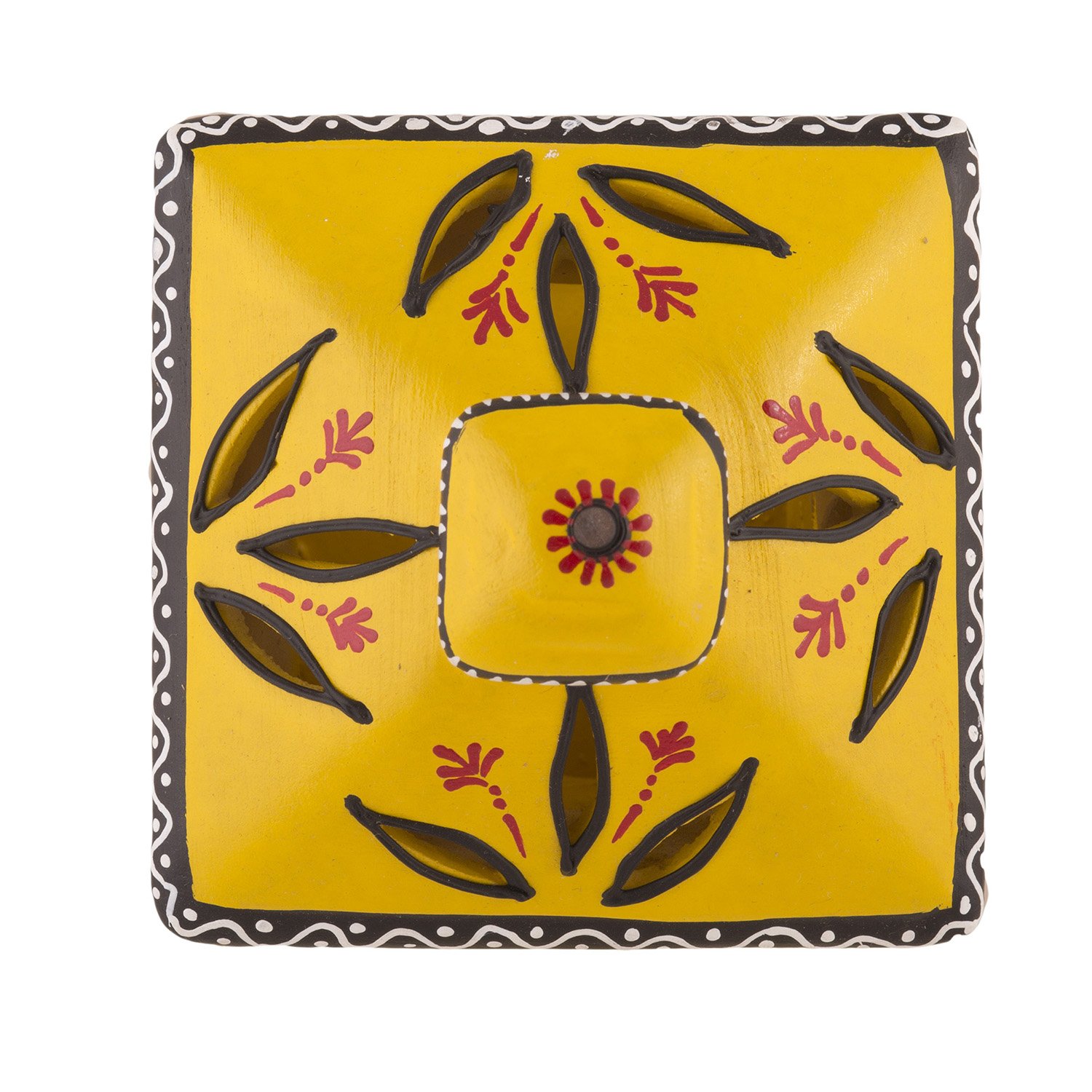 Handmade & Handpainted Terracotta hut lamp (Yellow) - Image 4 thumbnail