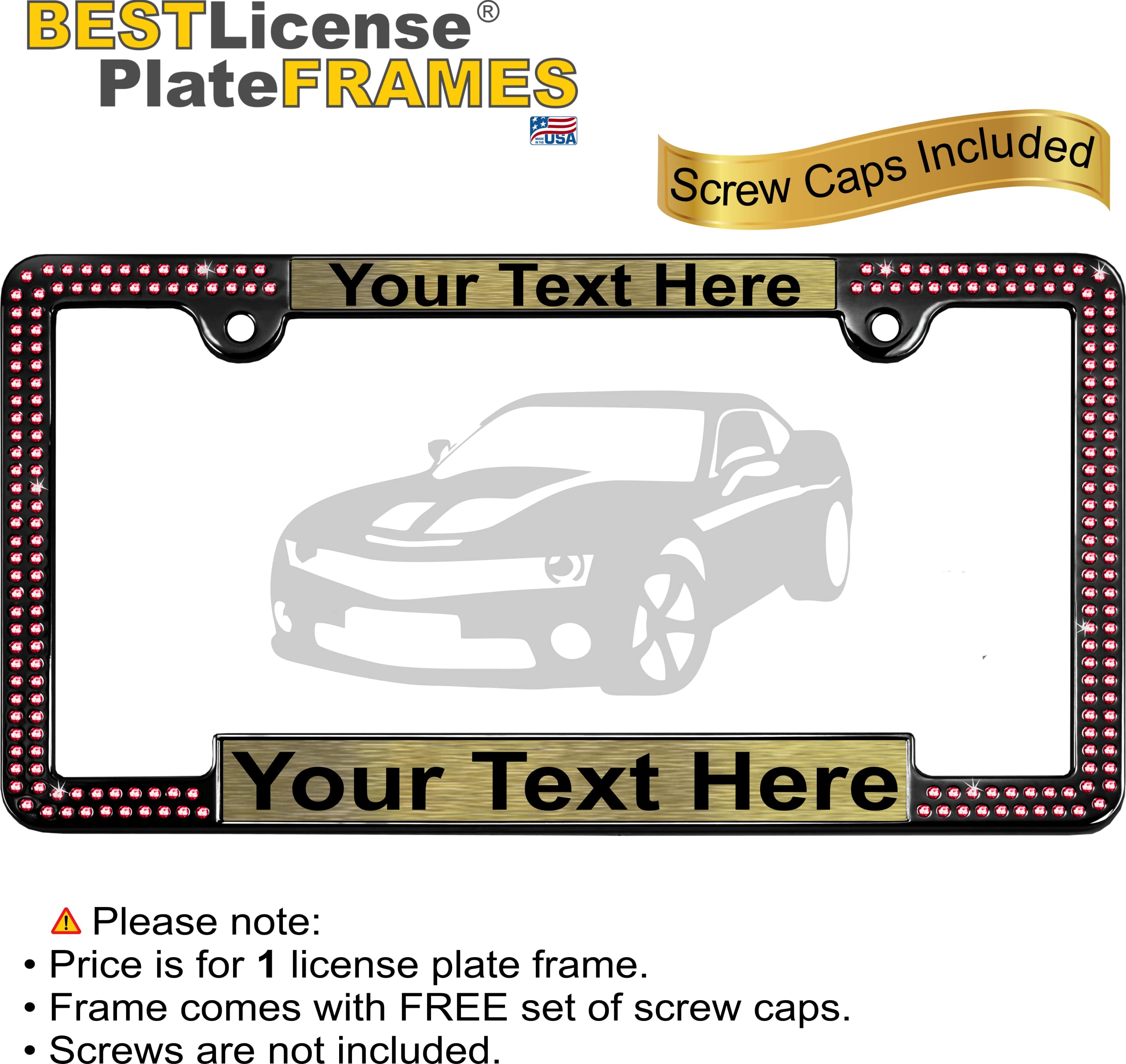 Crystals - Custom Personalized Black Metal Car License Plate Frame with Pink Cr - Picture 78 of 132