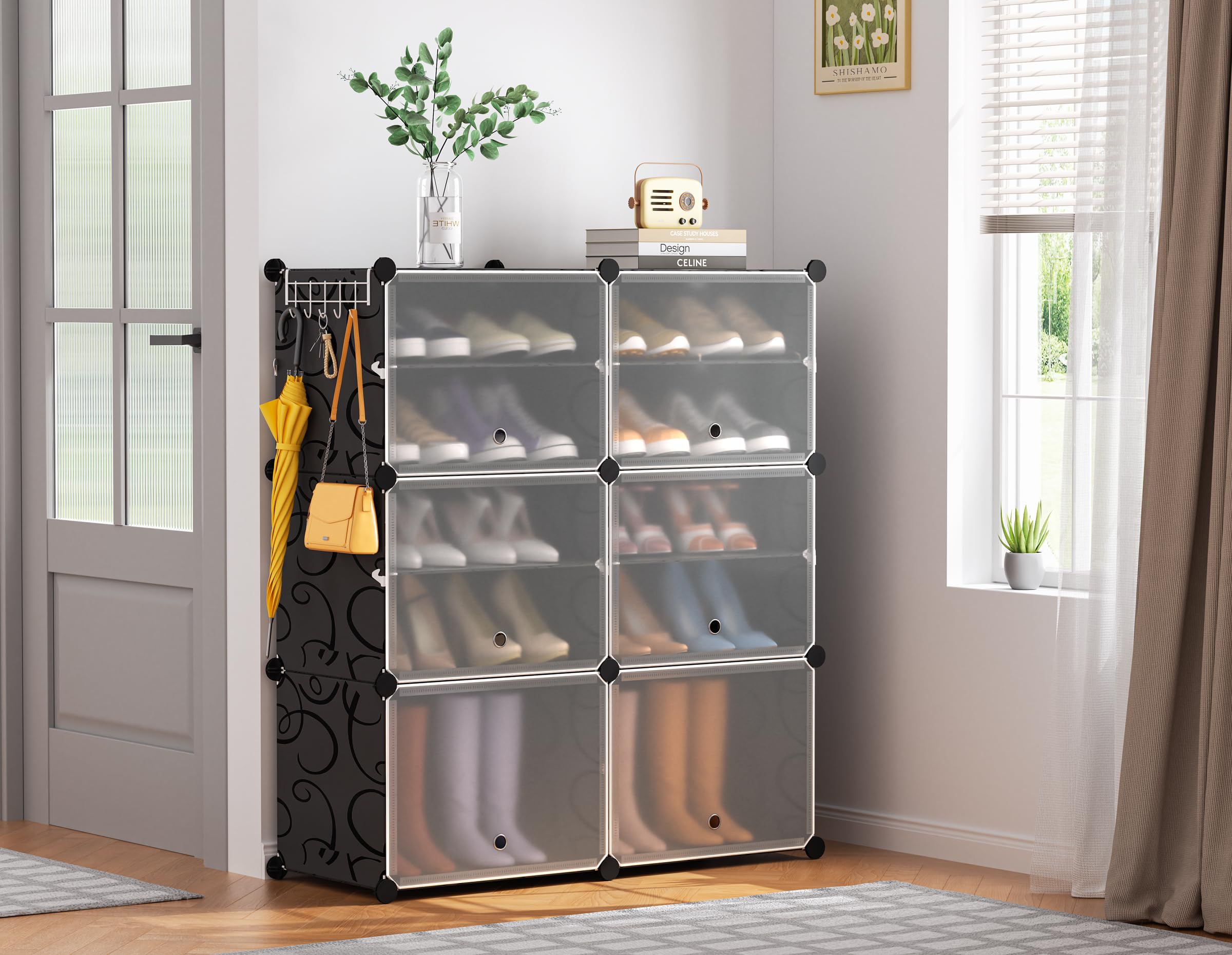 HOMIDEC Scarpiera, 5 livelli Scarpiera Ingresso 20 Paia Portascarpe, Scarpiera Salvaspazio Slim per Soggiorno, Camera da Letto, Nero