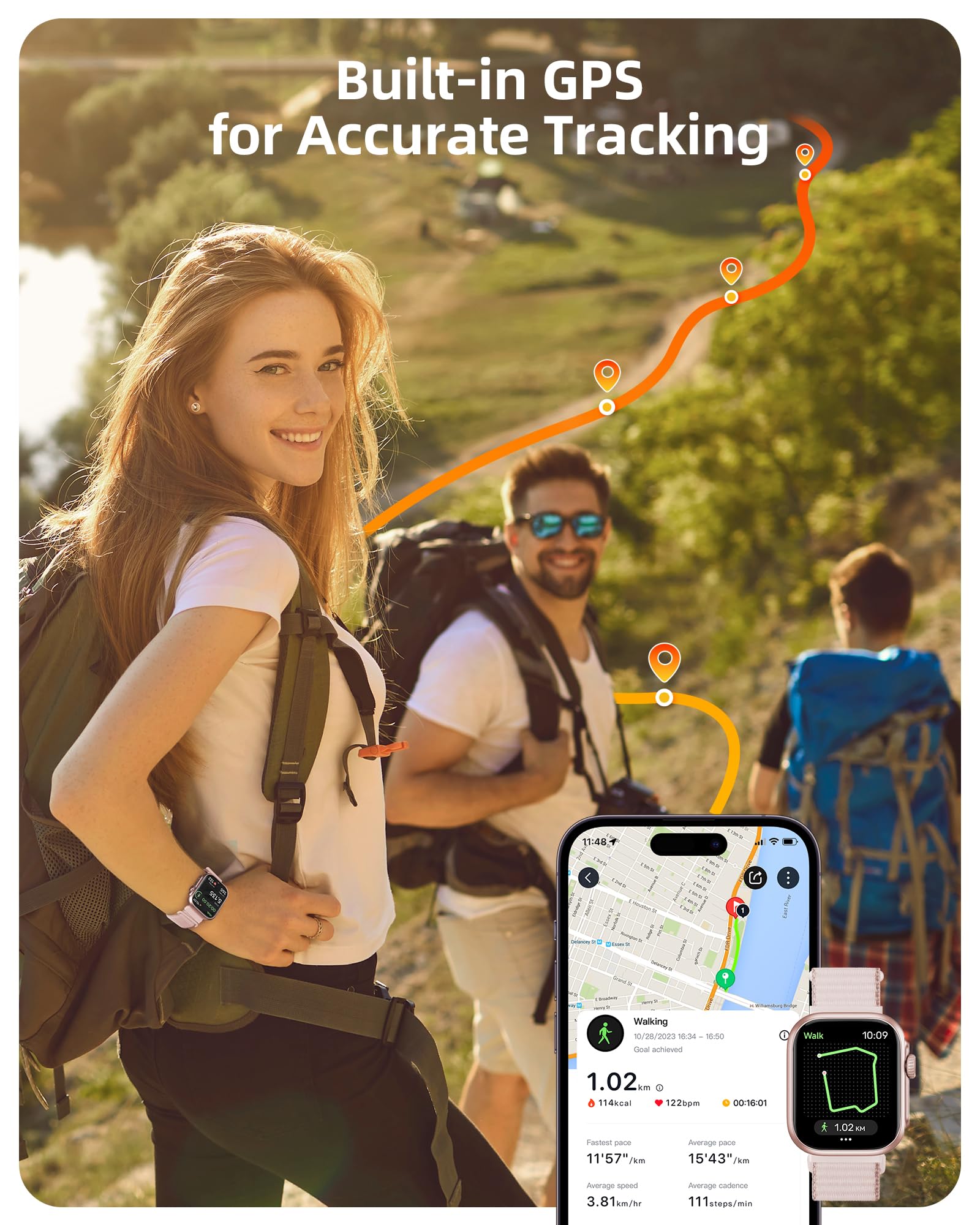 Parsonver Smartwatch Dla Mężczyzn I Kobiet Z Funkcją Telefonu, Zegarek Fitness Z GPS, 3 ATM Wodoodporny Do Pływania, Zegarek Fitness Z Ponad 100 Trybami Sportowymi, Częstotliwość Serca, Monitorowanie