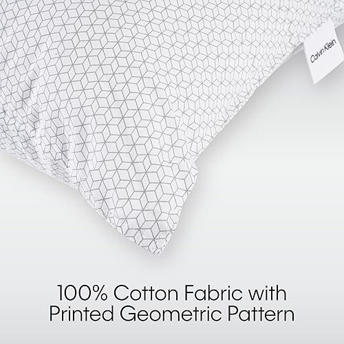 Miniatura 4 de Calvin Klein Juego de 2 almohadas de cama tamaño estándarqueen de 20 x 28 pulgadas con estampado geométrico para dormir, color blanco, 2 unidades