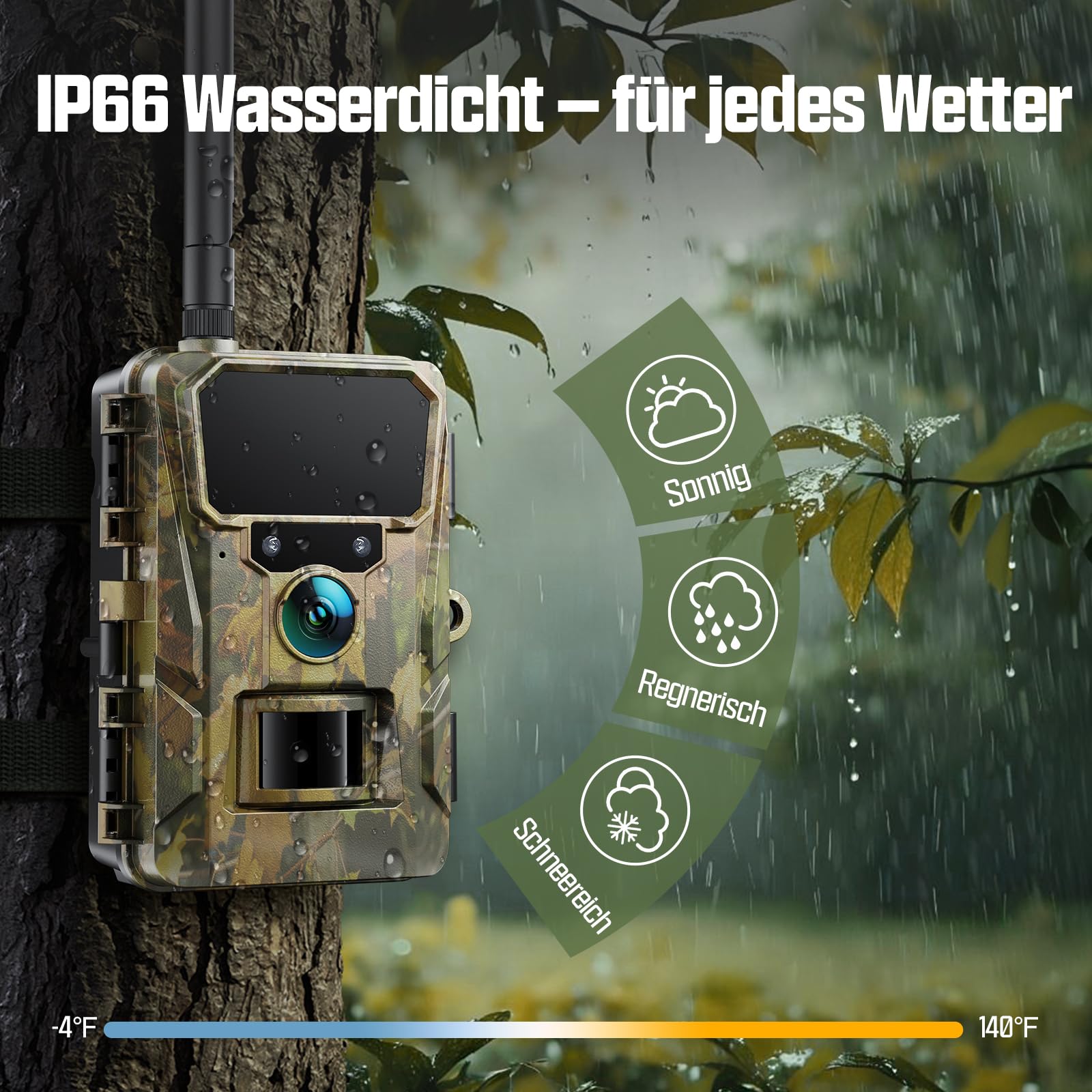 CEYOMUR 4G LTE Wildkamera mit Handyübertragung App, 2K HD Wildkamera mit SIM Karte mit 2.0" LCD-Bildschirm, Wildtierkamera mit IP66 Wasserdicht,Cloud/TF Storage, 0.2s Trigger