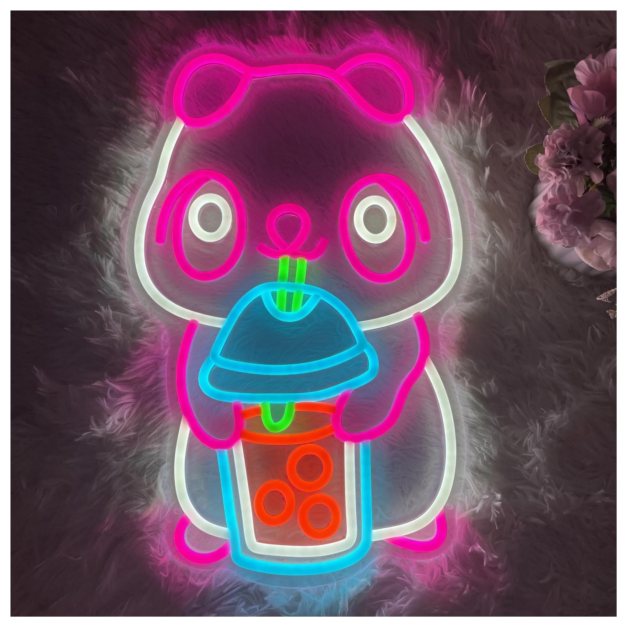 Insegna al neon Tazza da tè al latte per insegna per neon per alimentazione per per panda per luci per 28cmx38cm