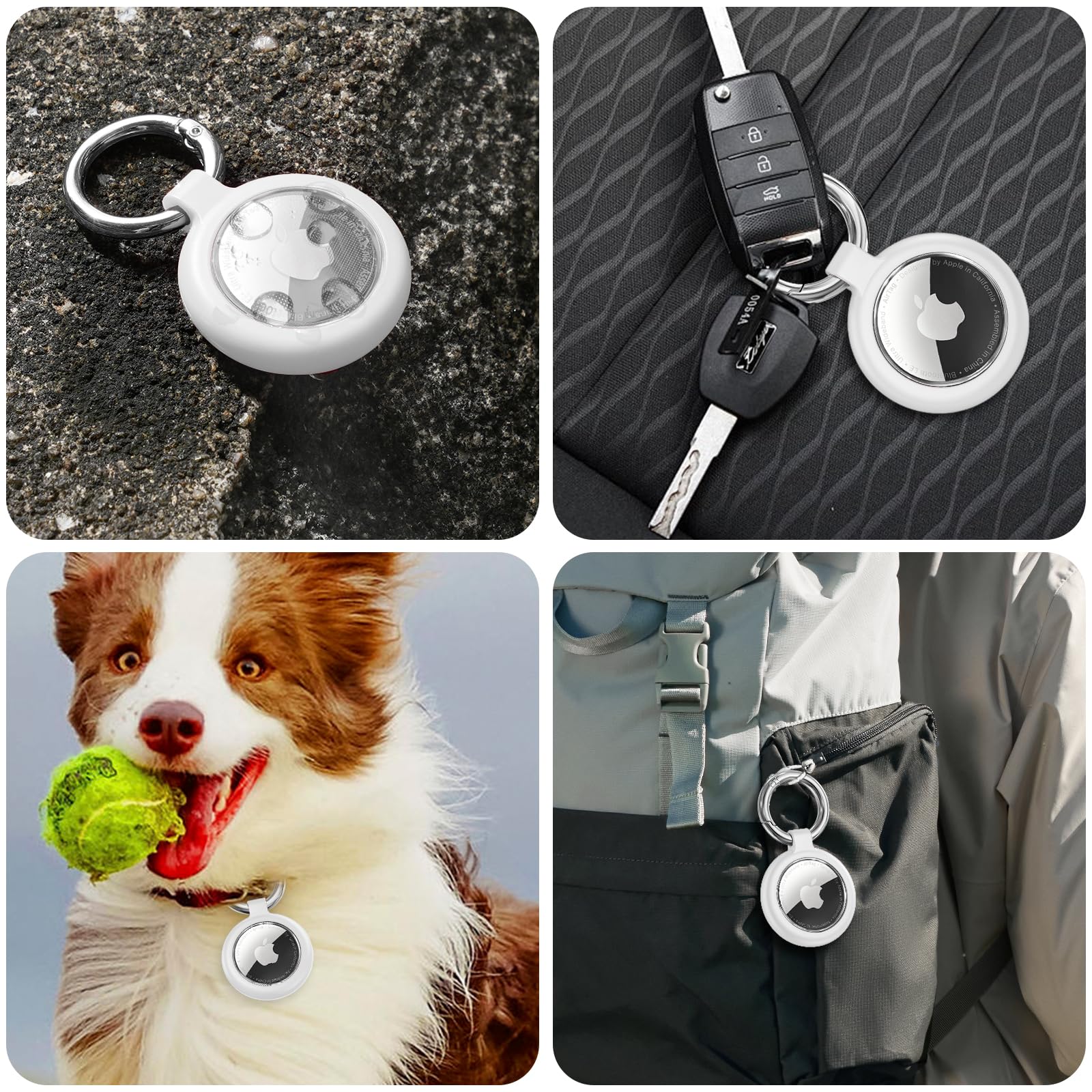 Inesore Holder for Apple AirTag, Waterproof Case & Carbon Fiber Look for Air Tag, Scratch Resistant Holder for Pet Collar, Luggage Tag and Keyring (Light Blue