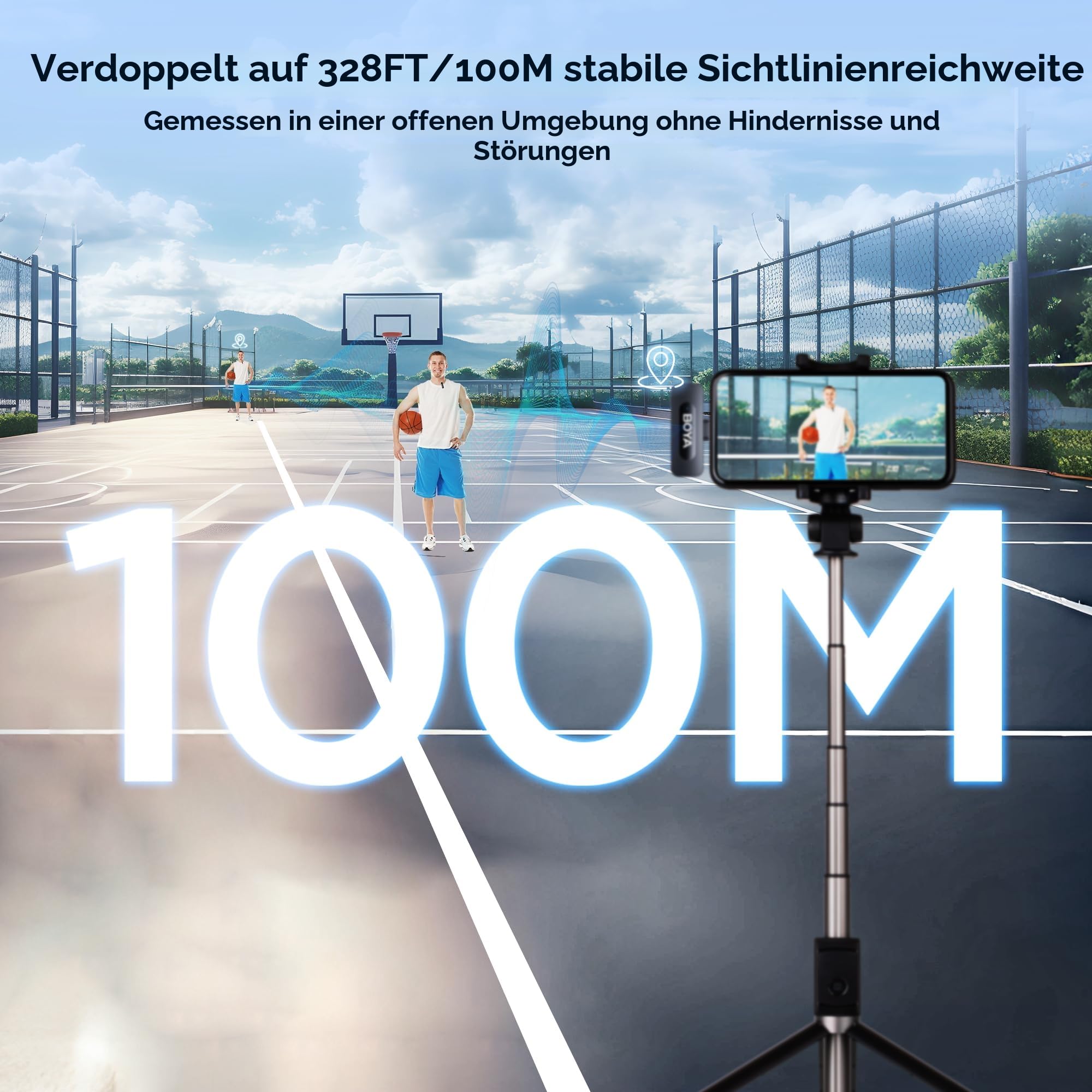 BOYA BY-V30 Mini Kabellos Lavalier Mikrofon 2 Pack 100m Reichweite USB C für Podcast Live Stream