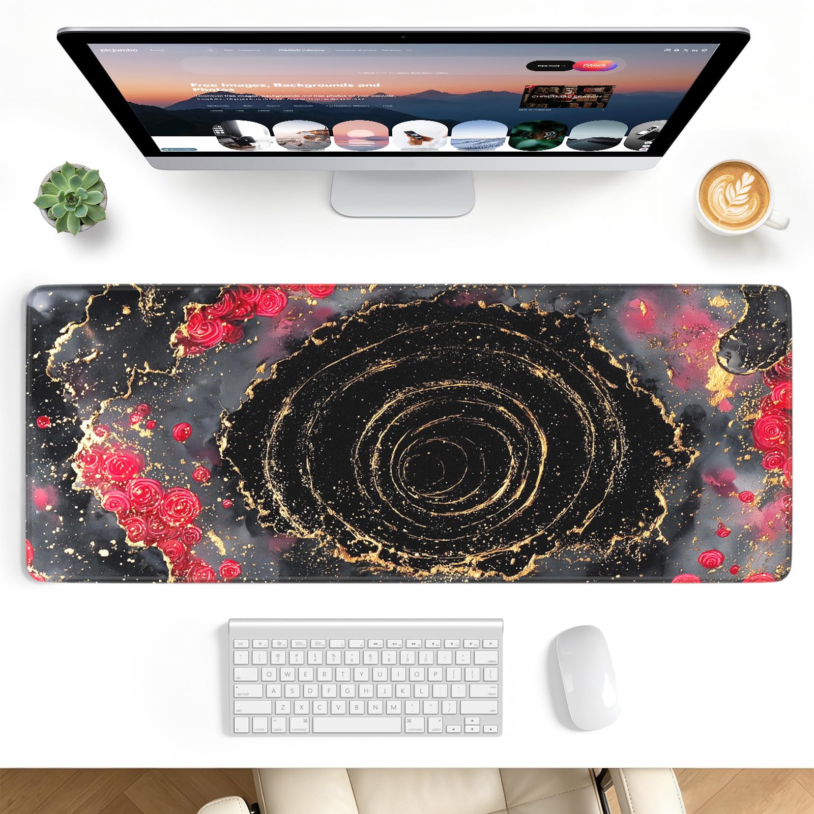 Stanploe Gaming Mouse Pad, Extended Desk Mat, Stitched Edges, Non-Slip Base