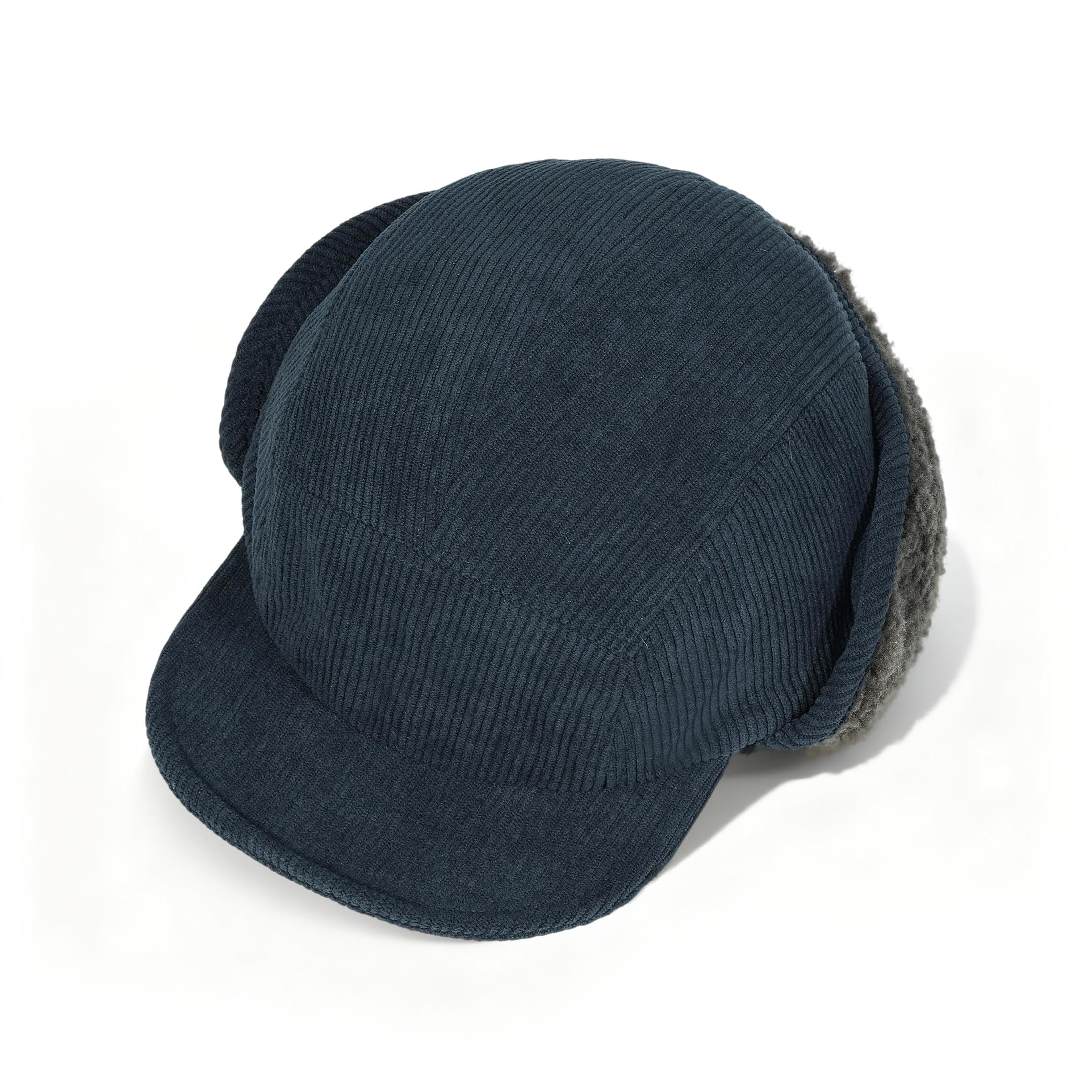 Baseballkappe mit Ohrenklappen, russische Wintermütze, Trappermütze, 5-Panel-Mütze kurzem Schirm, Jagd- und Skimütze
