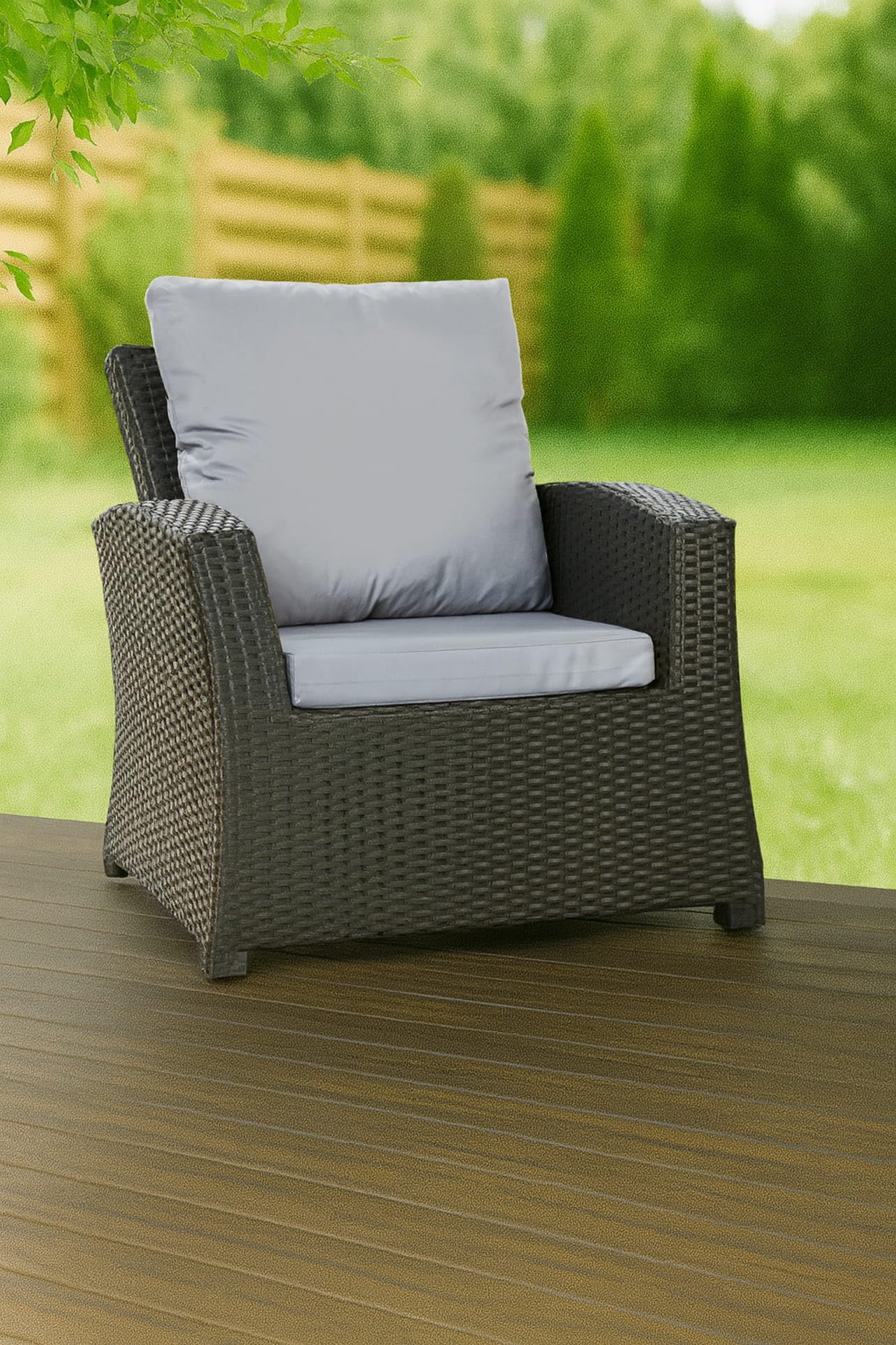 Set di 4 Cuscini Relax per Mobili da Giardino – Imbottitura Confortevole e Morbida per Sedie, Poltrone e Divani, Resistente alle Intemperie (Grigio Chiaro)
