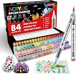 Marqueurs de peinture acrylique, Stylos de peinture acrylique,48 Couleurs Stylos à double pointe avec pointe de pinceau et pointe fine pour la peinture de roche,Plastique, Toile, Eggs de Pâques DIY Artisanat Art Supplies Panier de Pâques Stuffers