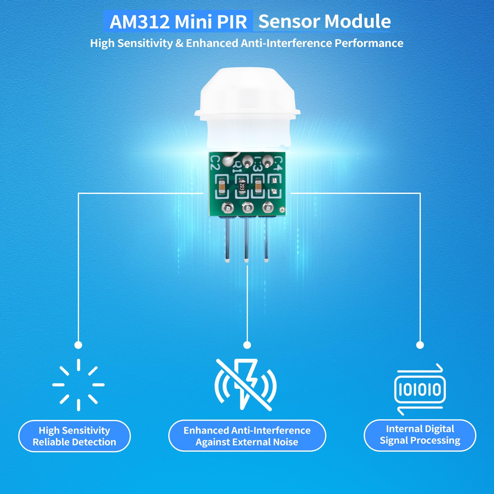 10Pcs Pir Sensor AM312 Mini Pir Motion Sensor Module Body Sensors Manual Motion Infrared IR Detector for AR duino