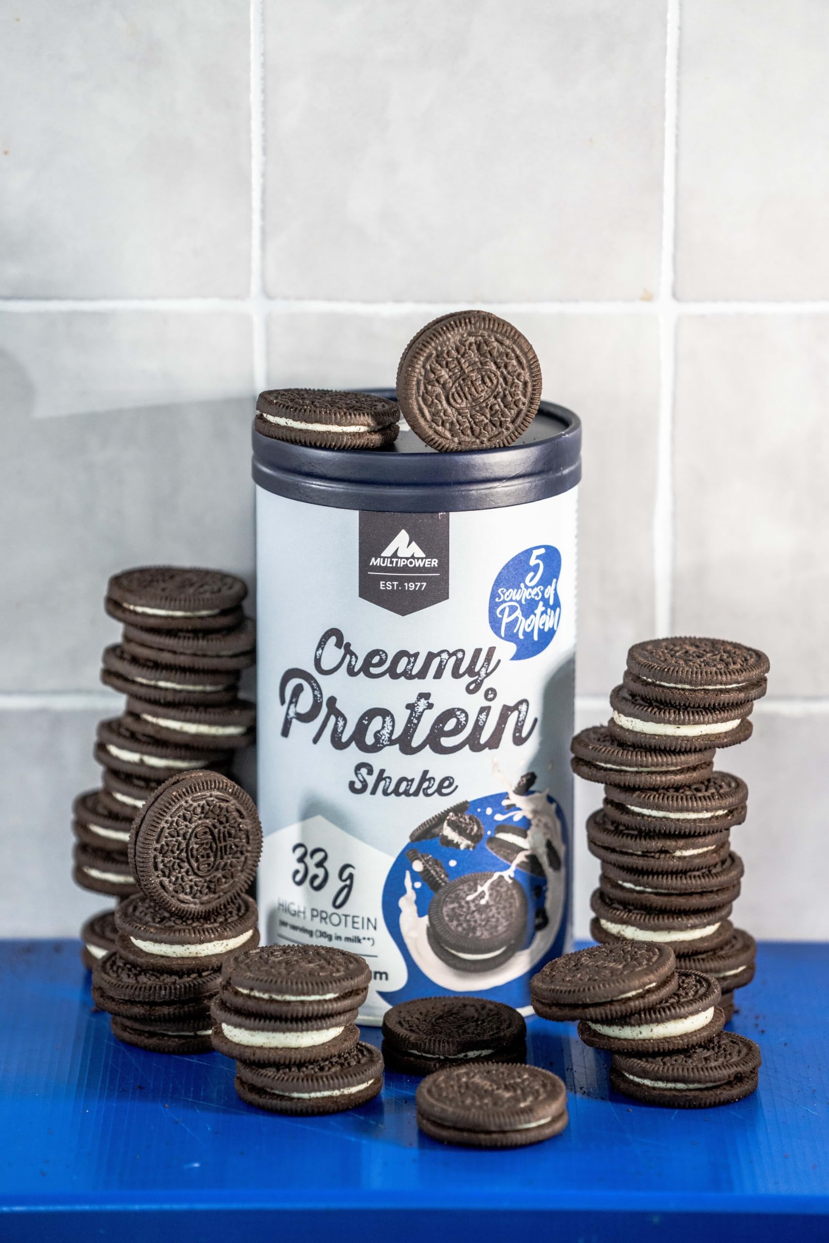 Multipower Creamy Protein Shake 420 g, hochwertiges Cookies & Cream Protein Pulver mit Whey und Casein, für leckere Shakes zum Muskelaufbau