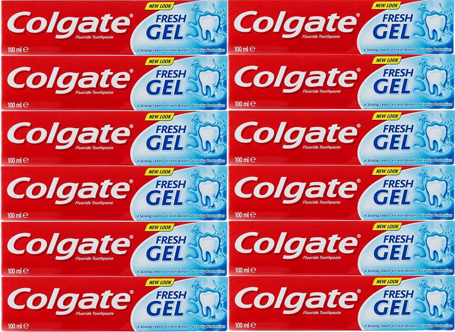 Colgate Fresh Gel Fluoride Toothpaste 100 Milliliter - Pack of 12 Tubes