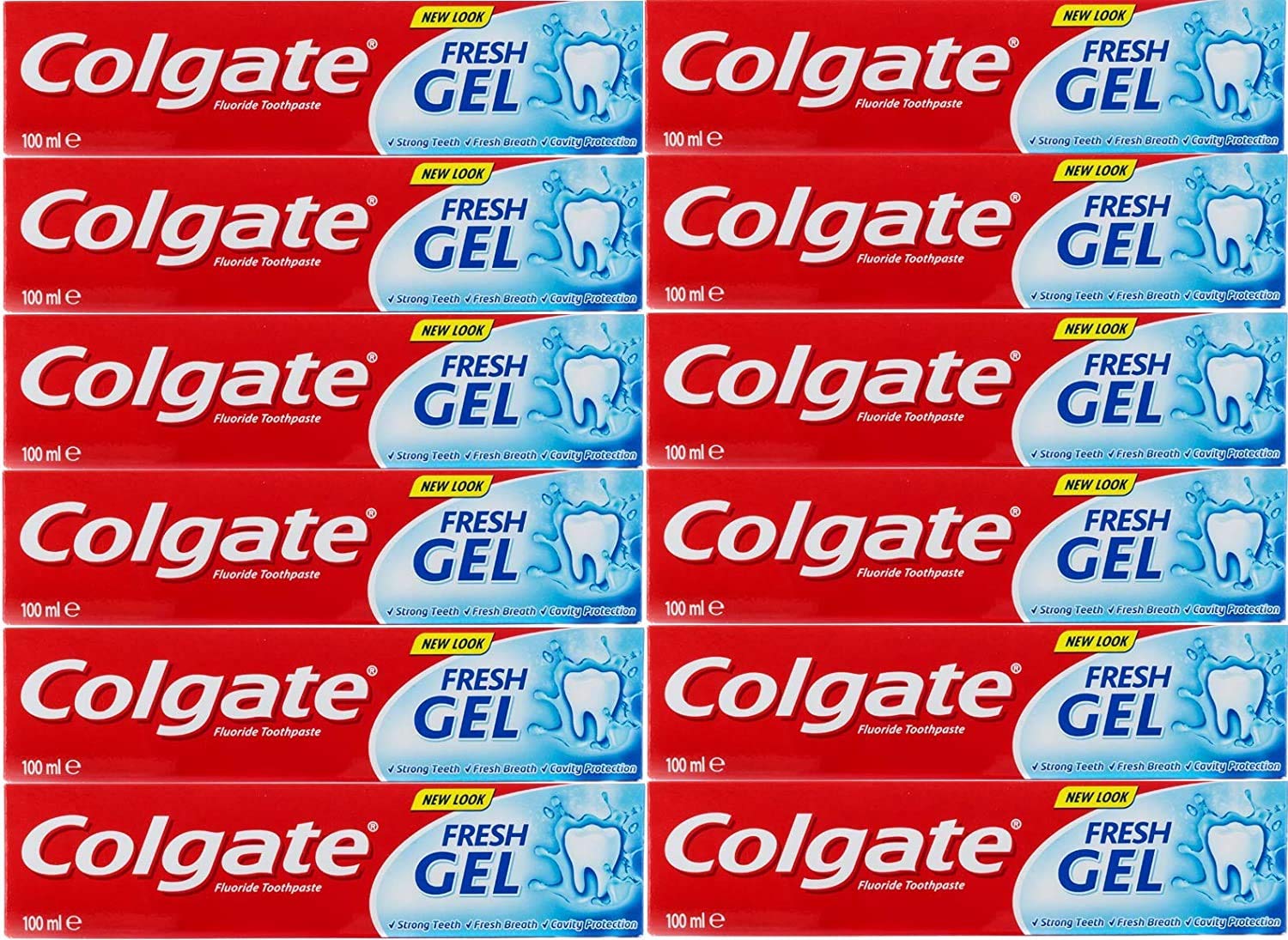 Colgate Fresh Gel Fluoride Toothpaste 100 Milliliter - Pack of 12 Tubes