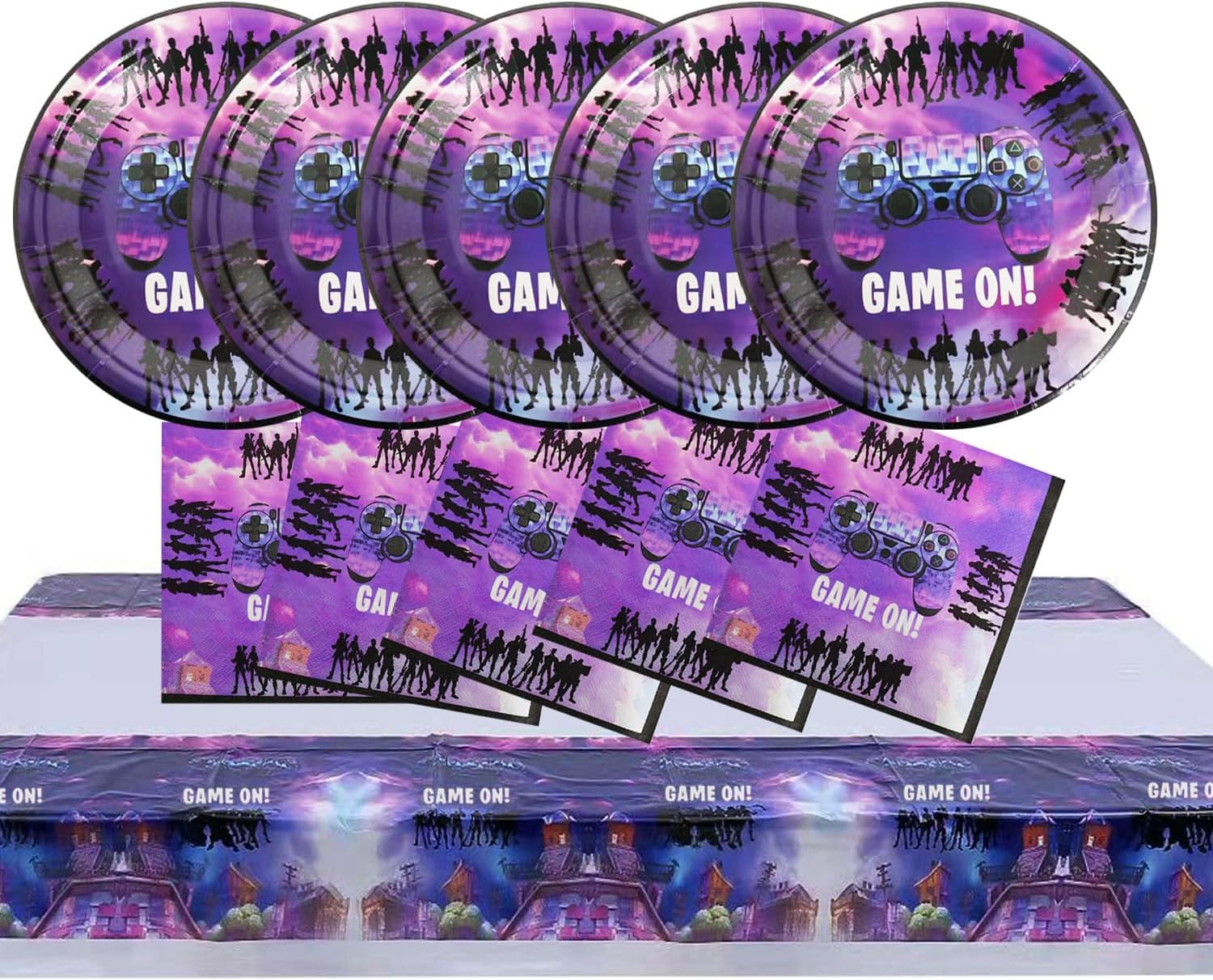 Video Game Party Supplies Plates Napkins and Table Cover Tableware Set for Kids Game Theme Birthday Party Serve 20 Video Game Party Supplies Plates Napkins and Table Cover Tableware Set for Kids Game Theme Birthday Party Serve 20