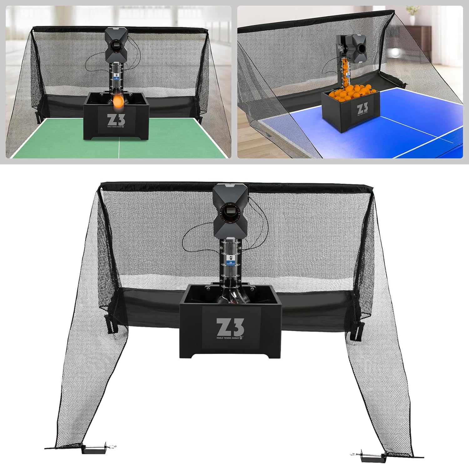 Table Tennis Robot Ping Pong Ball Machine, 10 Programmable Modes Wireless Remote Control Ping Pong Machin, Dual Wheel Auto Feeder with 100 Balls & Net for Training