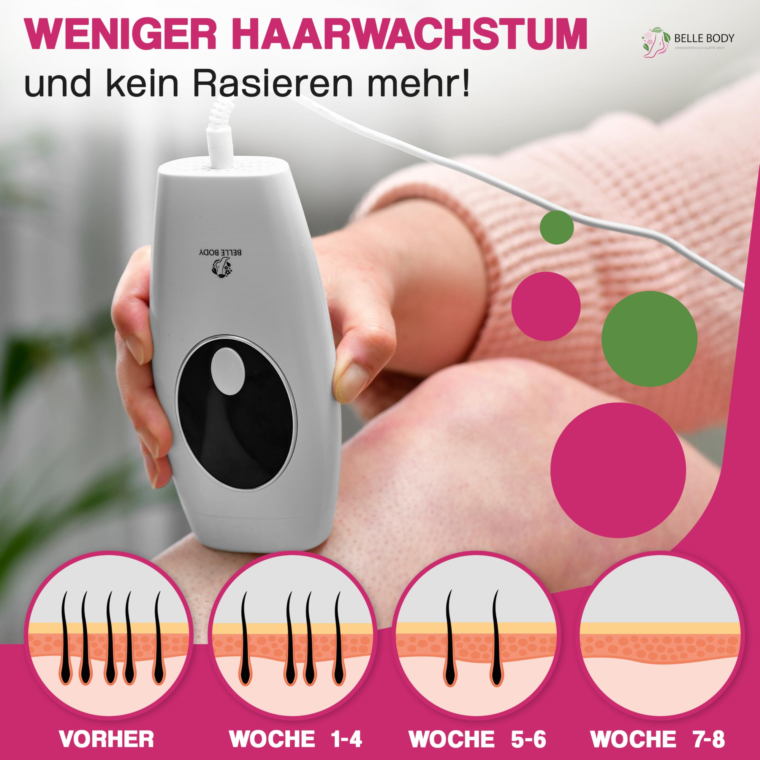 BELLE BODY IPL Ultra+ Premium - Haarentfernungsgerät Lasergerät - Dauerhafte Haarentfernung - vielseitiges Enthaarungsgerät Körper - für Mann und Frau - geeignet für alle Körperteile