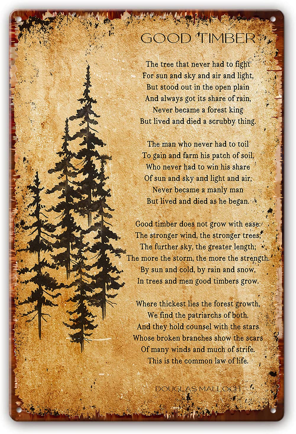 Poem Metal Tin Sign Wall Decor Douglas Malloch Quotes Wall Art Poetry Poster Prints Artwork Living Room Wall Pictures for Bedroom Contemporary Paintings 12x16 Inch