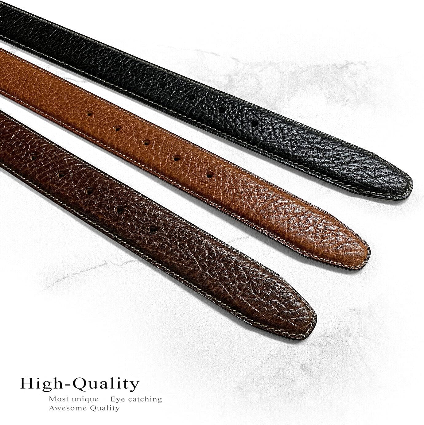 Men's Belt Genuine Leather Casual Dress Belt, 1-1/8"(30mm) & 1-3/8"(35mm) Wide, Assembled in the U.S