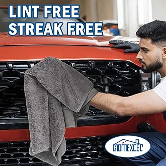 HOMEXCEL Professional Large Microfiber Car Drying Cloths Lint Free Scratch Free Highly Absorbent Drying Cloth for Cars, SUVs, RVs, Trucks and Boats, 31 x 24 Inch, Grey, 2 Pack