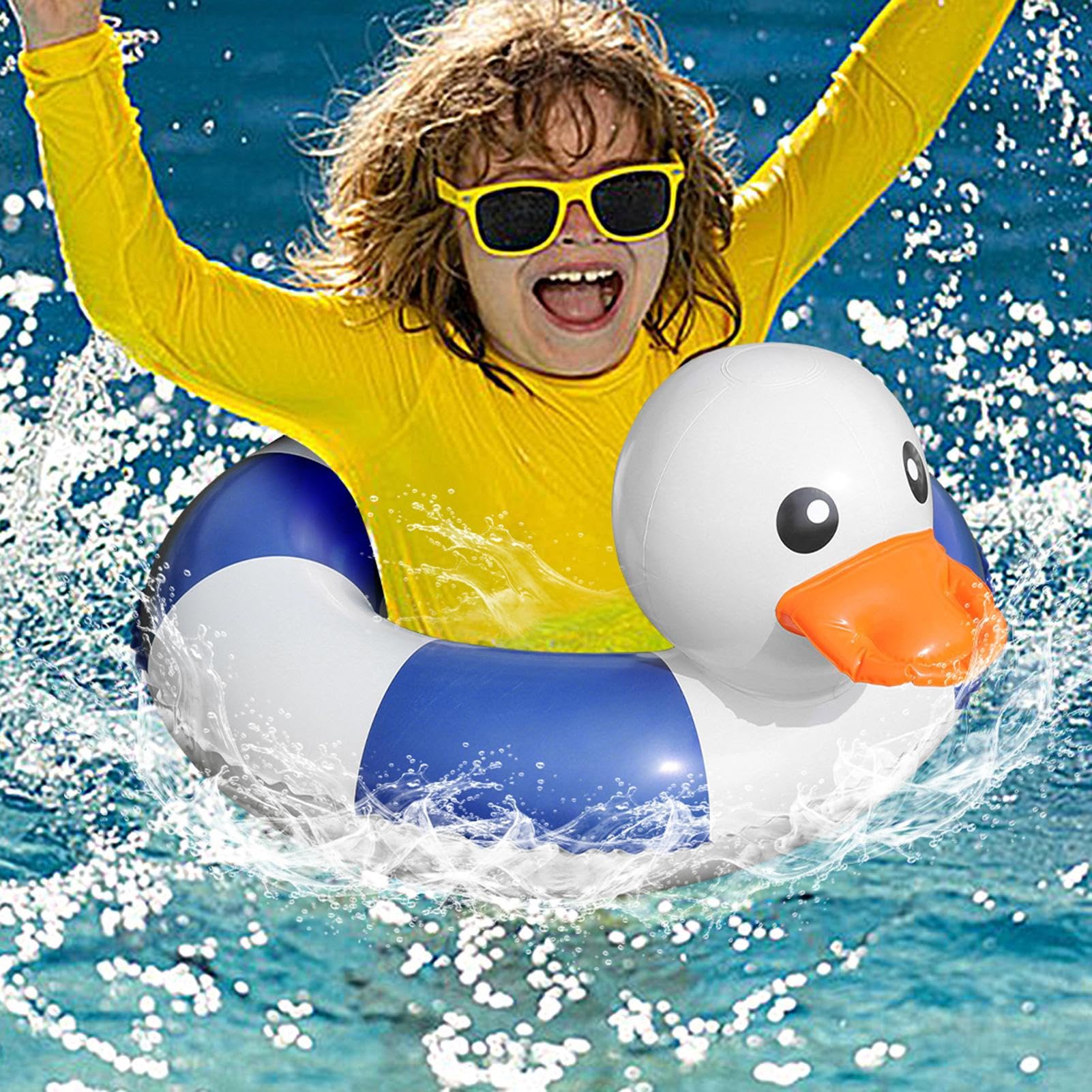 Lindo Anillo De Natación, Anillos De Natación De Forma De Pato, Anillo De Natación De Cintura Para Niños | Anillo De Natación De Cintura Para Niños Inflables, Suministros Para La Fiesta De La Playa De