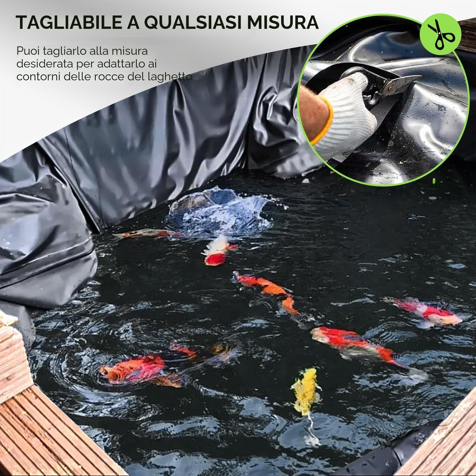3x4m Telo Laghetto, 0.2mm Spessore Telo per Laghetto da Giardino, Fodera Laghetto per Fontana da Giardino Esterno, Cascata, Laghetto per Tartarughe