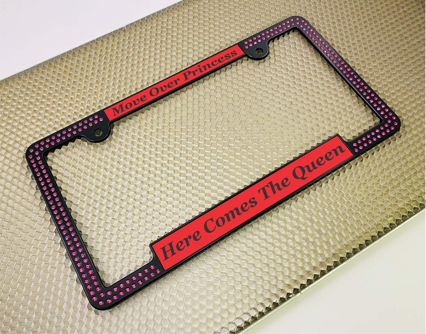 Crystals - Custom Personalized Black Metal Car License Plate Frame with Pink Cr - Picture 87 of 132