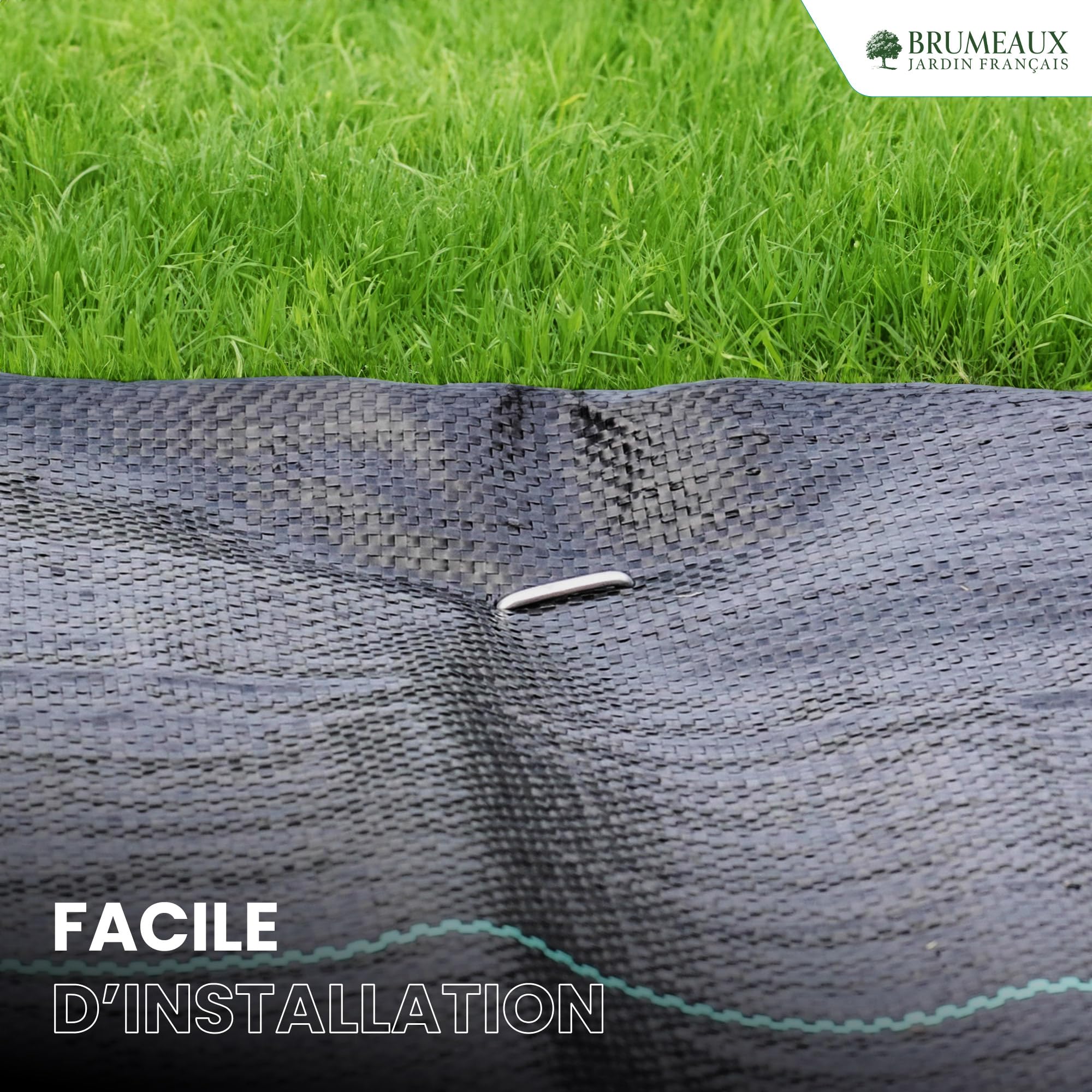 SKYLANTERN Toile de Paillage 130g/m² très épais - Geotextile Anti Repousse Gravier 50m x 1m (50m2) pour Terrasses et Allées - Bache Desherbant Anti Mauvaise Herbe 130g - Toiles de paillage Géotextile
