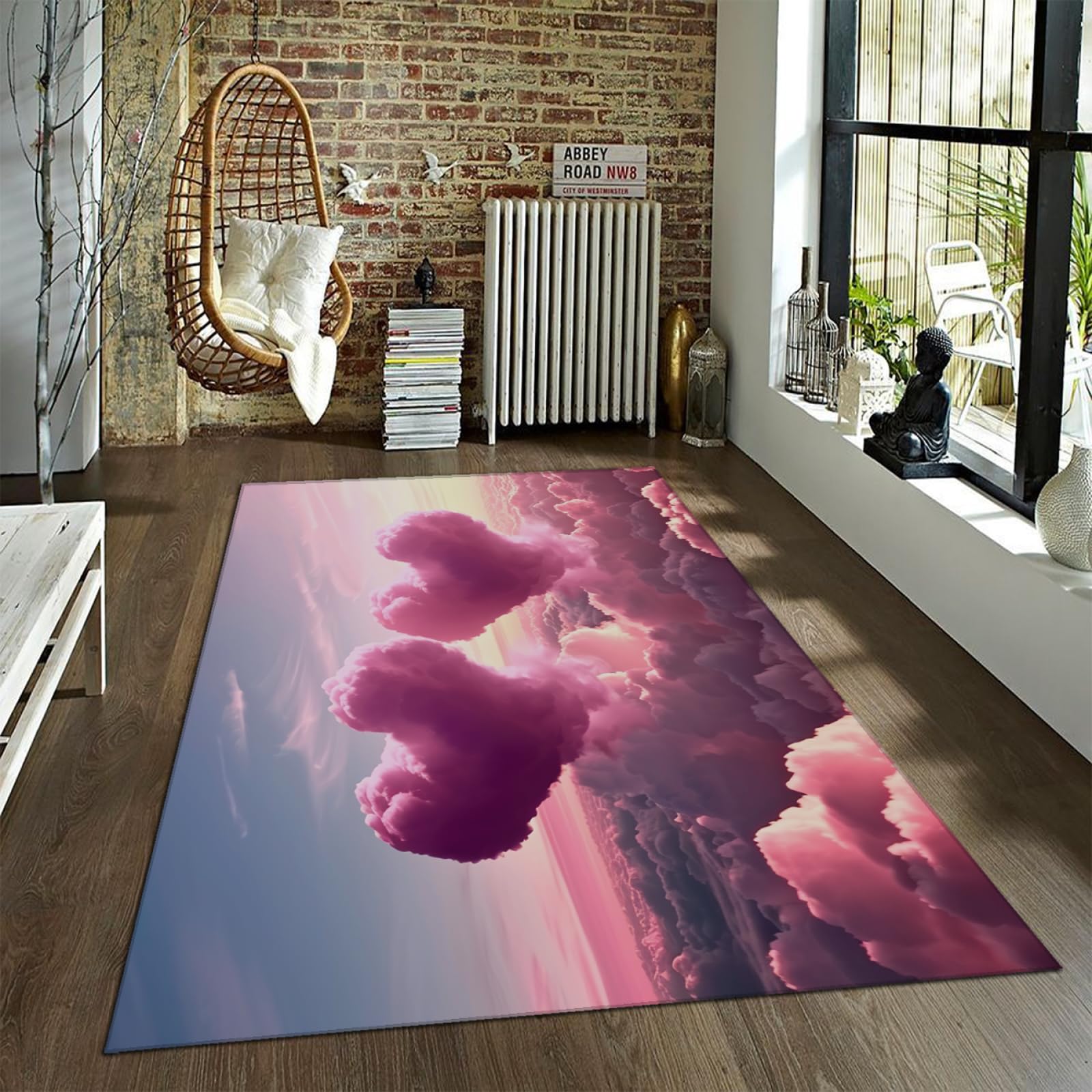 Walentynkowe dywany romantyczna miłość obszar dywan różowy puszyste chmury nadruk dywan do salonu sypialni dekoracja ślubna mata podłogowa 120 x 170 cm