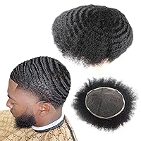 Vista 18 de AfroToupee para hombres - Pelucas afroamericanas, 360 ondas, unidad de cabello masculino, tejido de 6MM, tupé afro para hombres, cabello humano, 8 x