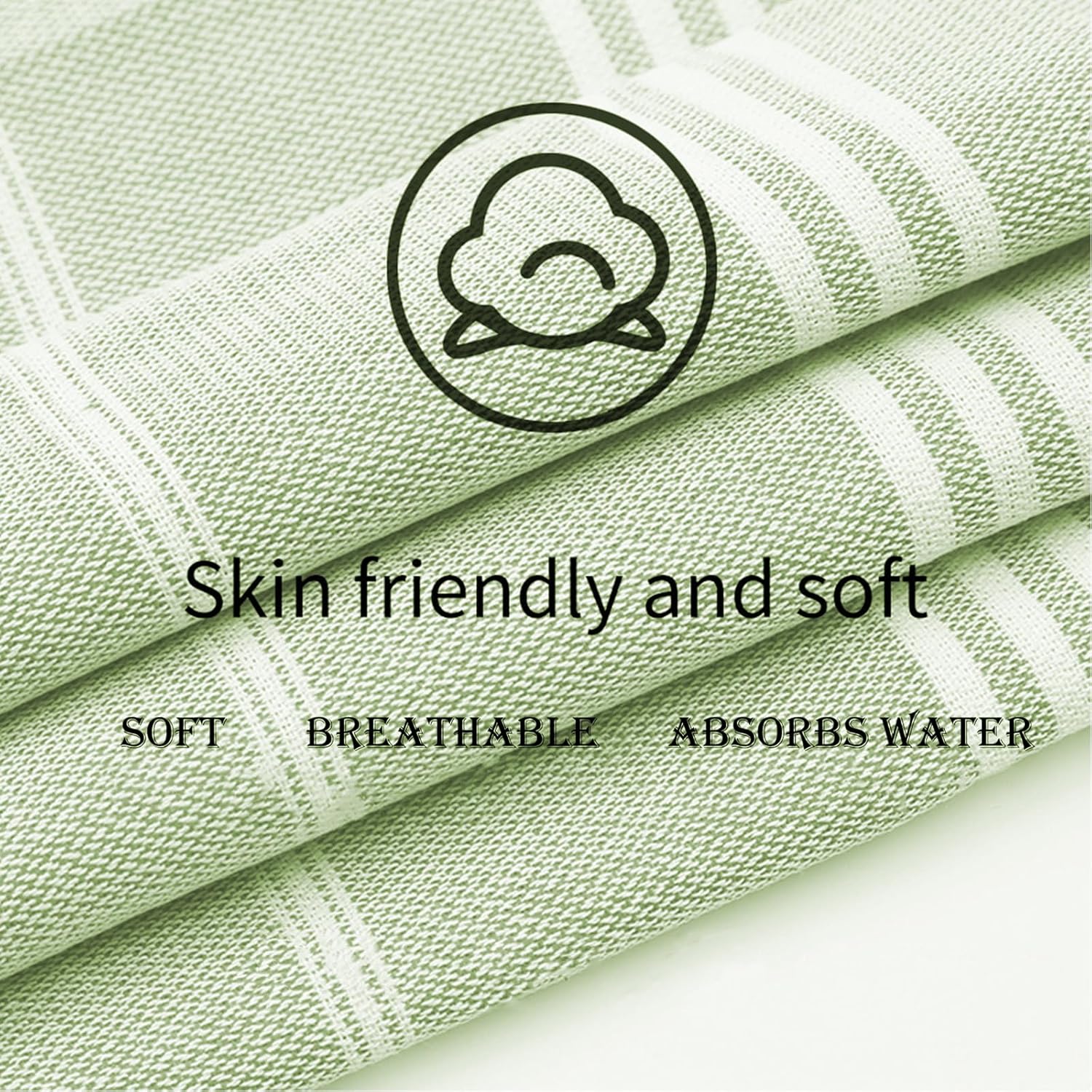 1pcs Large Turkish Cotton Poncho Towel Surf Poncho Changing Robe with Hood and Front Pocket Absorbent Wearable Towel Hooded Beach Towel for Adult Man Women Beach Pool (Green, Medium) - Image 5