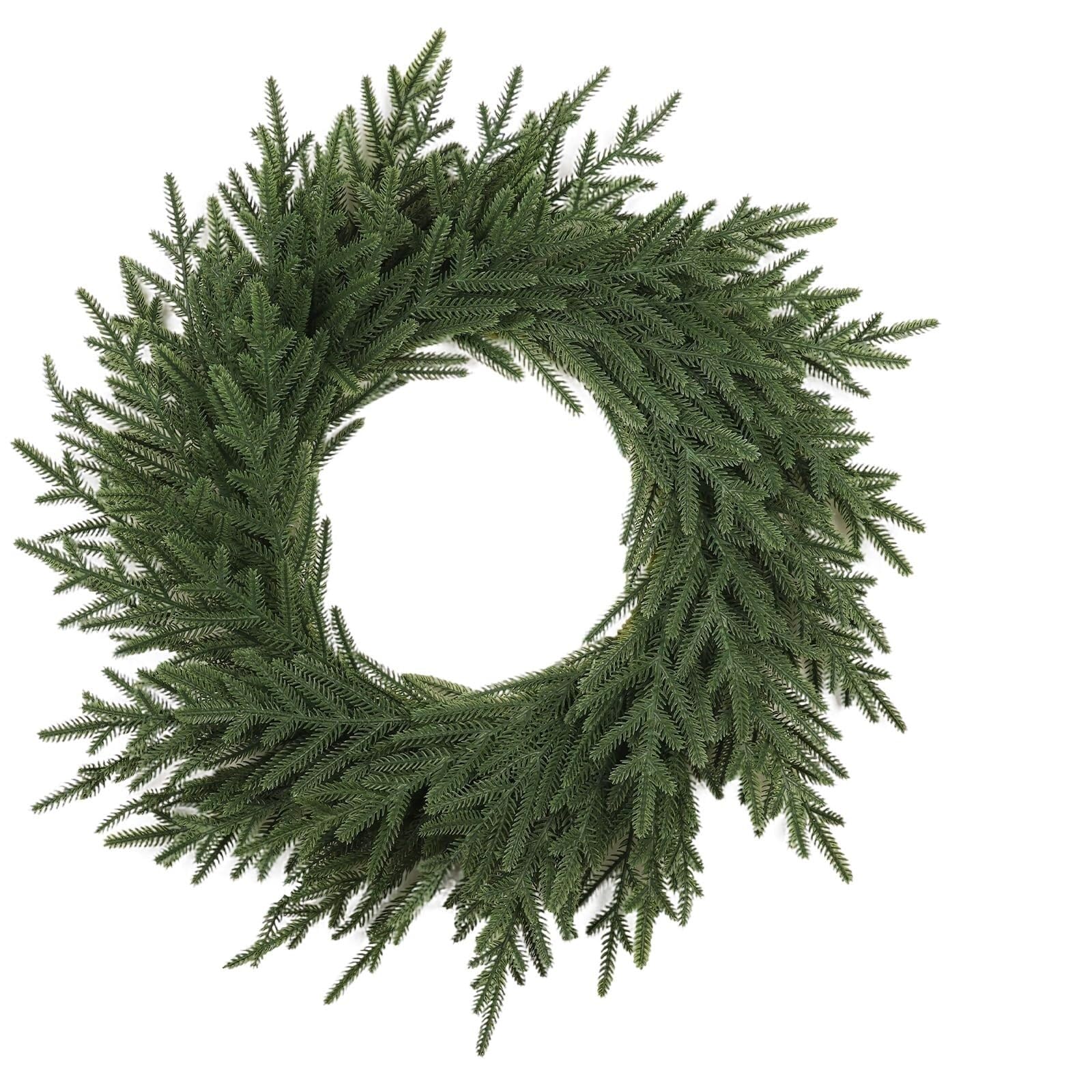 Corona de Navidad de 25 pulgadas para puerta delantera, ramas de pino artificial de tacto real, decoración de pared interior