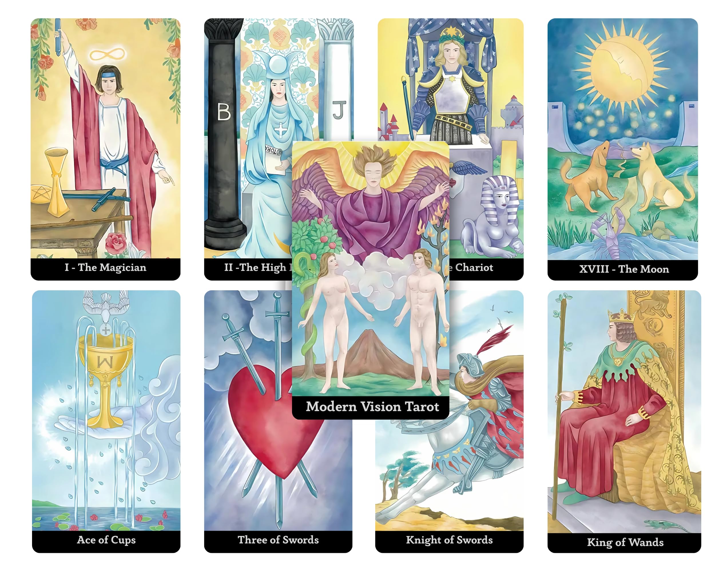 Modern Vision Jeu de cartes de tarot réinventé Rider-Waite-Smith 78 cartes de style classique
