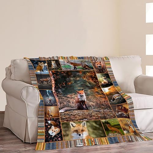 Miniatura 9 de Manta de zorro súper suave y cálida de franela de animales salvajes del bosque, manta acogedora y mullida de felpa de zorro, regalo para niños,