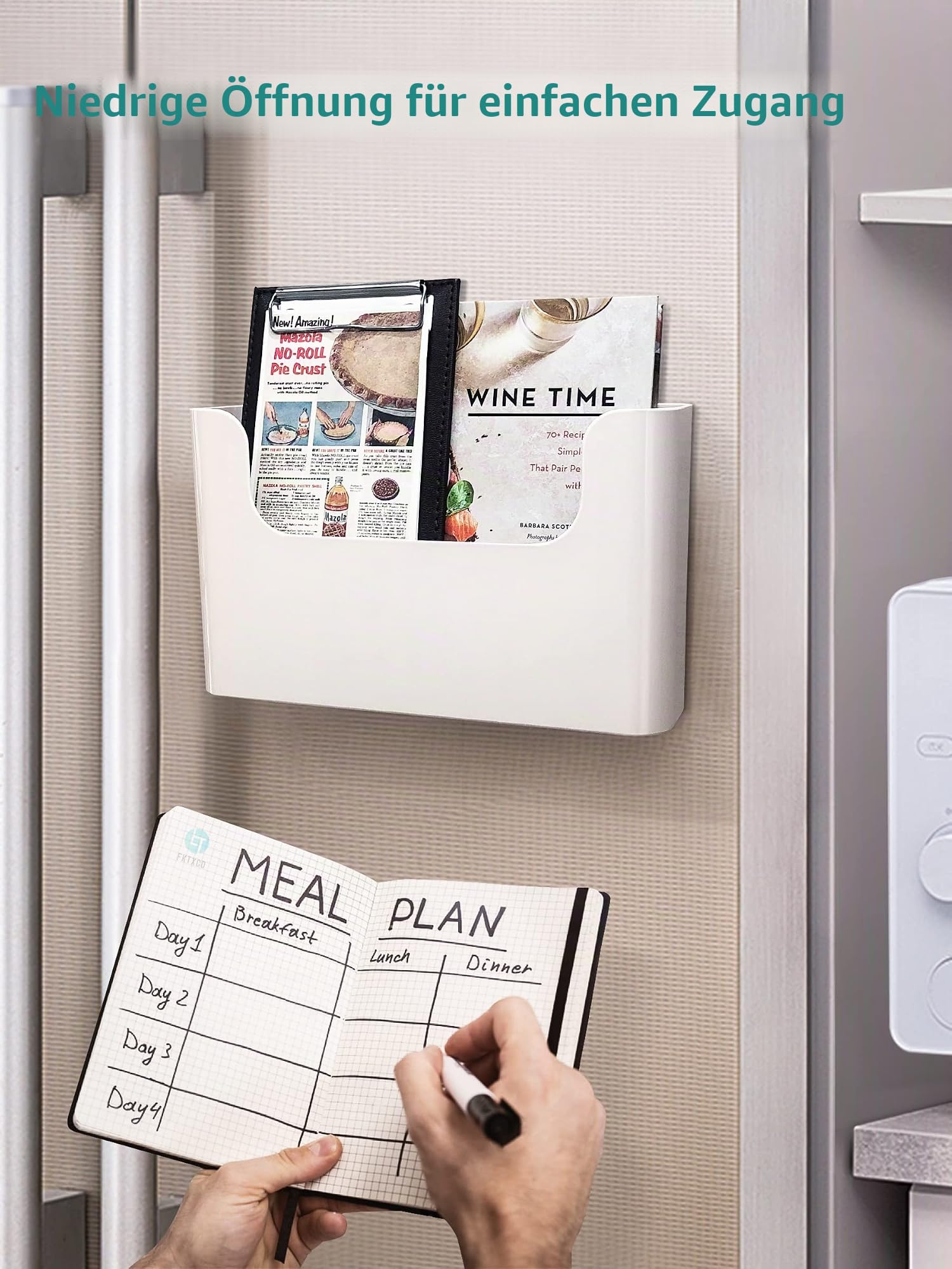 Hängende Wandhalterung, Akten-Organizer, Halter ohne Bohren, Tür, Büro, Post, Aufbewahrung, Zeitschriften, Umschläge, Planer, Wand, einzelne Tasche, Kunststoff (gebrochenes Weiß, 2 Stück)