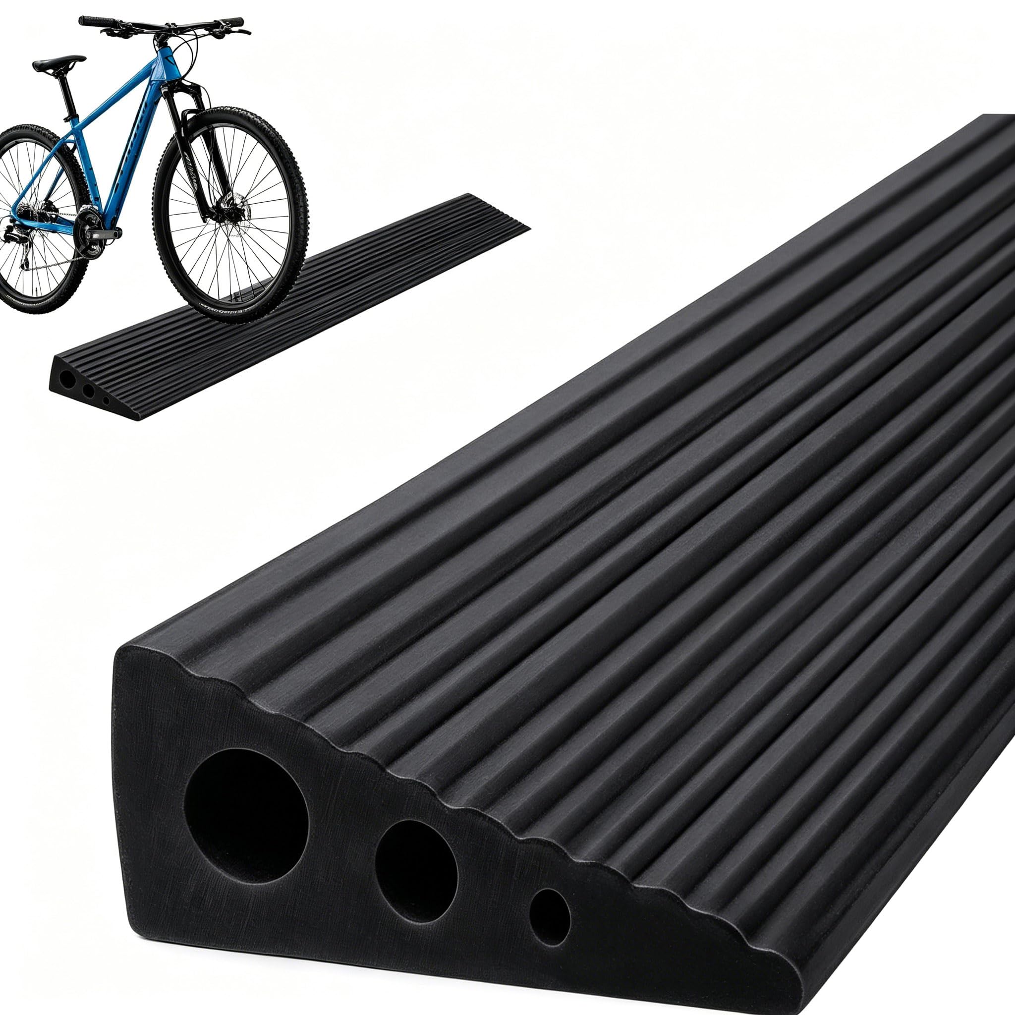 Rampa per soglia della porta, 100 x 6 x 2 cm, in PVC, con antiscivolo, superficie universale per sedia a rotelle, passeggini, deambulatori ed e-scooter (nero)