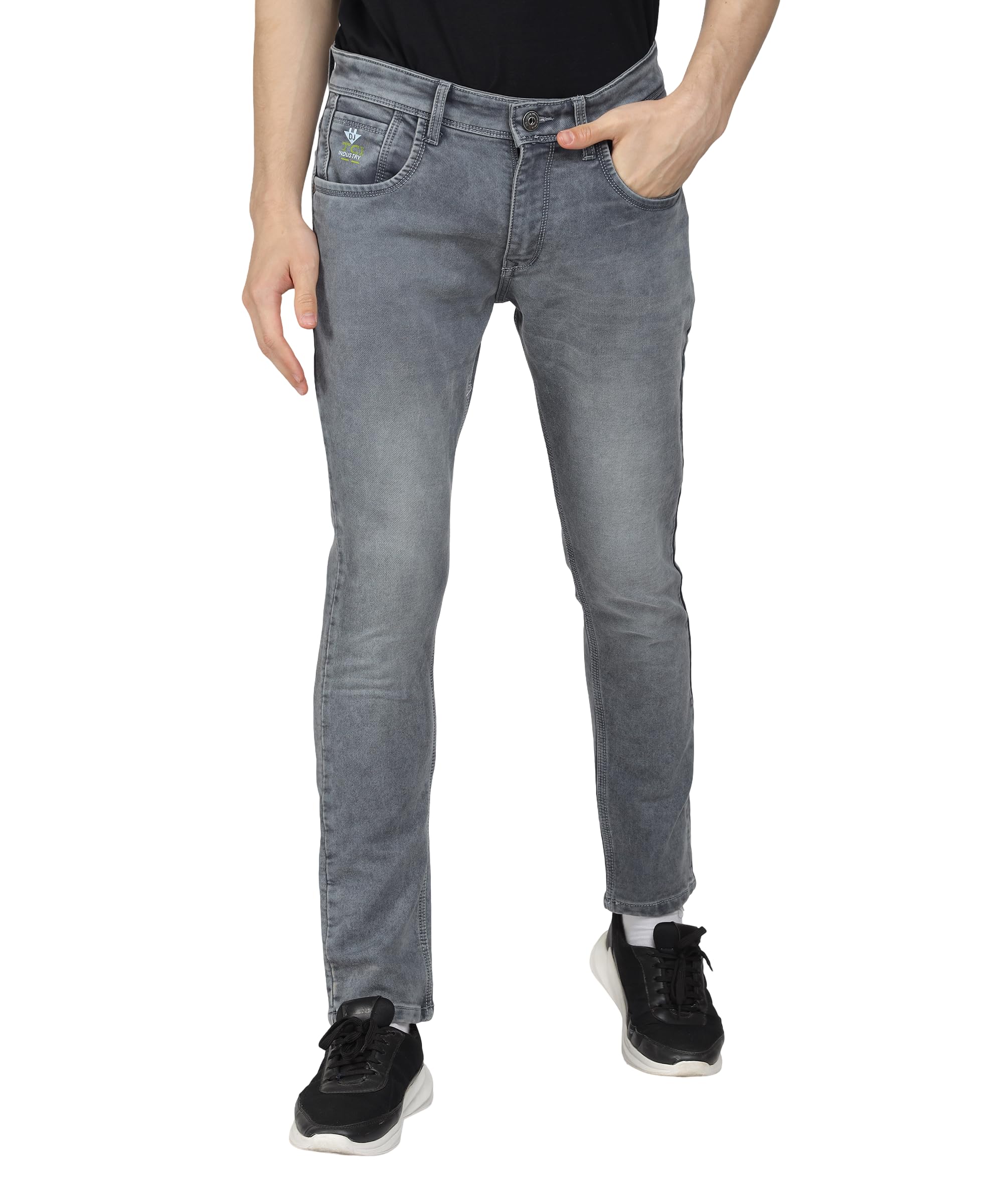 TRUE COLORS OF INDIAMen Jeans, Denim Jeans for Man, Slim Fit Pant for Men, Whiskers, Stretchable Pant for Man, Standard Length, Sulphar Blue & Sulphar Grey