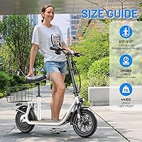 Vista 82 de Caroma Electric Scooter with Seat, Max 30 Miles Range&20MPH Speed, Peak 800/1200W Motor, Foldable Electric Scooter for Adults and Teens, Commuter E