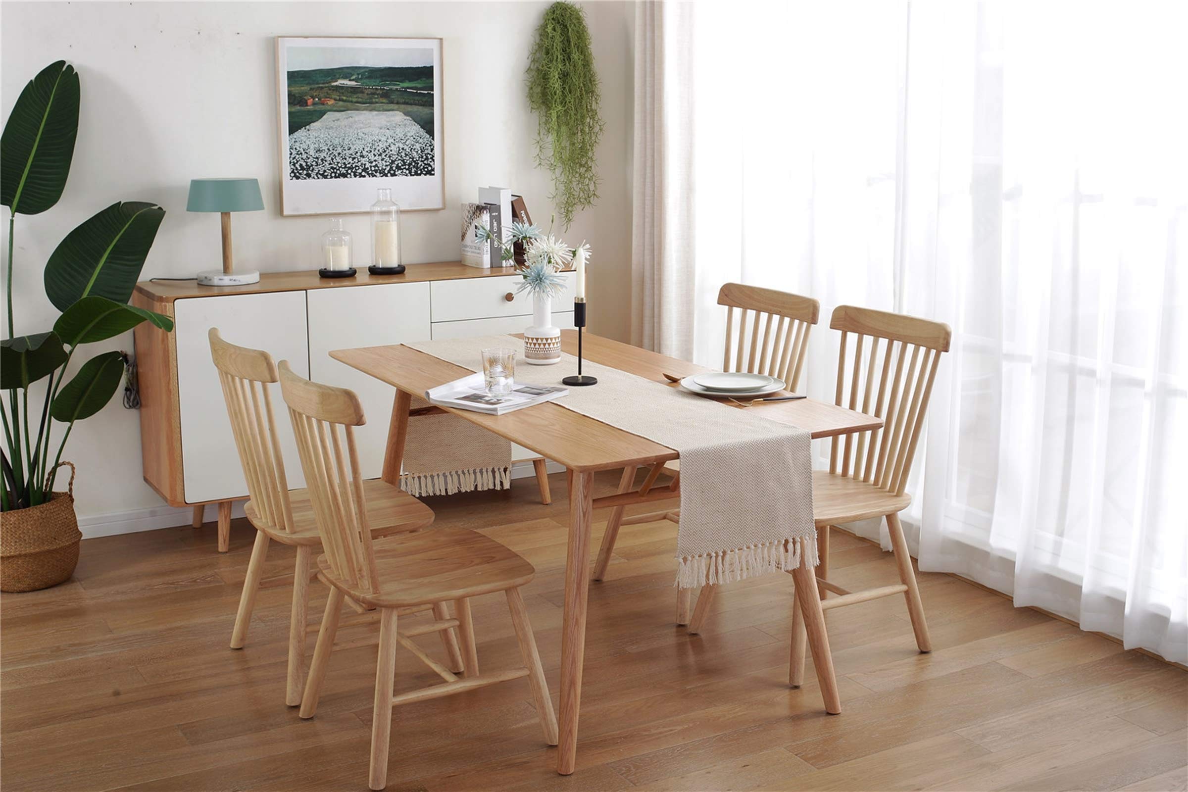 Büro Tischdeko, Tischdekoration Beige ene Hochzeit Streifen Tischläufer Cotton Linen 33x240CM
