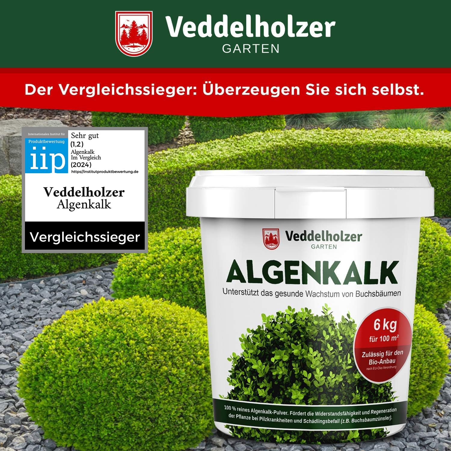 DER SIEGER 09/2020 Veddelholzer 6kg Bio Algenkalk 100% reines Pulver aus Meeresalgen stärkt Widerstandskraft & Regeneration des Buchsbaum beim Buchsbaumzünsler Buchsbaumdünger Naturdünger