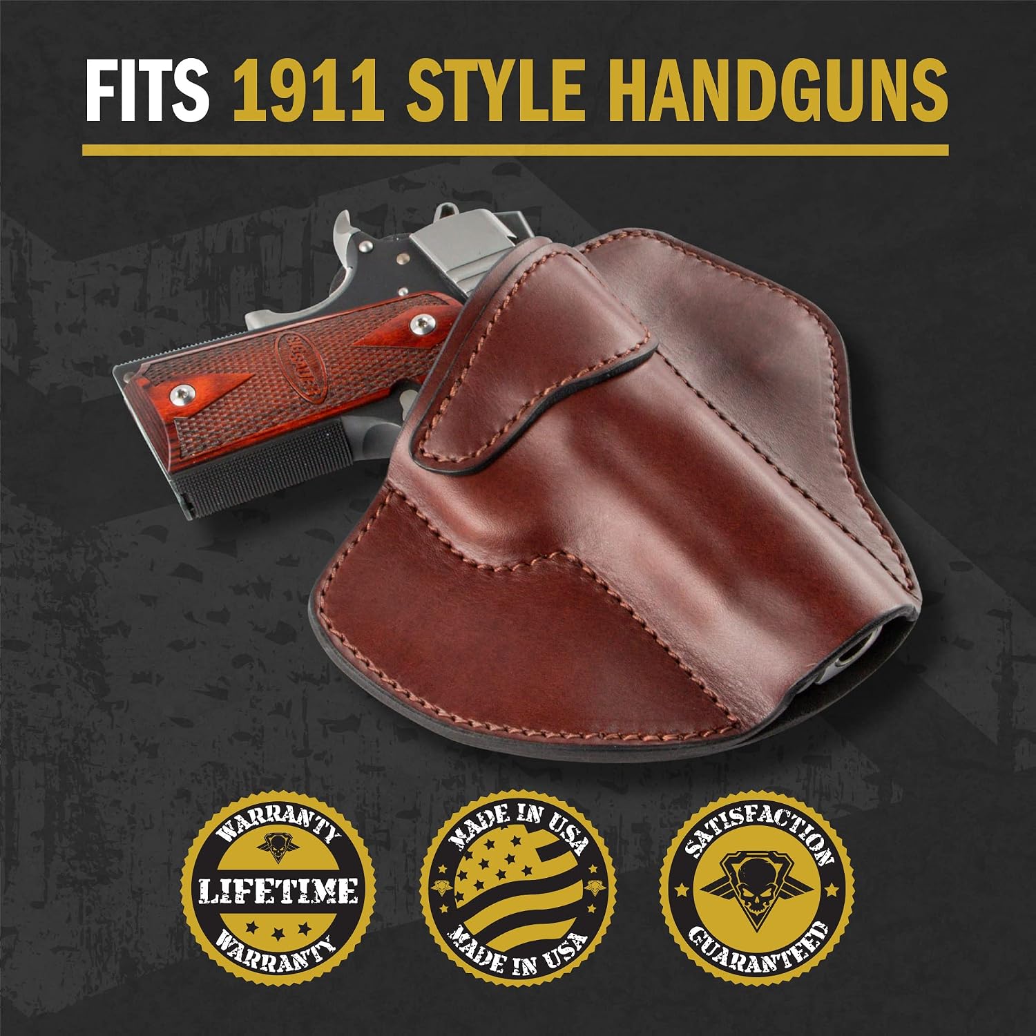 The Ultimate Leather OWB Holster | Made in USA Fits Most 1911 Style Handguns | Kimber - Colt - S & W - Sig Sauer - Remington - Ruger - Springfield & More