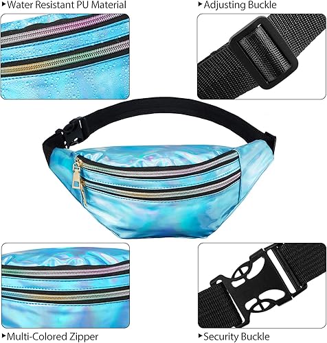 Miniatura 3 de Frienda Riñonera holográfica de 2 piezas para mujer, paquete colorido de cintura deportiva