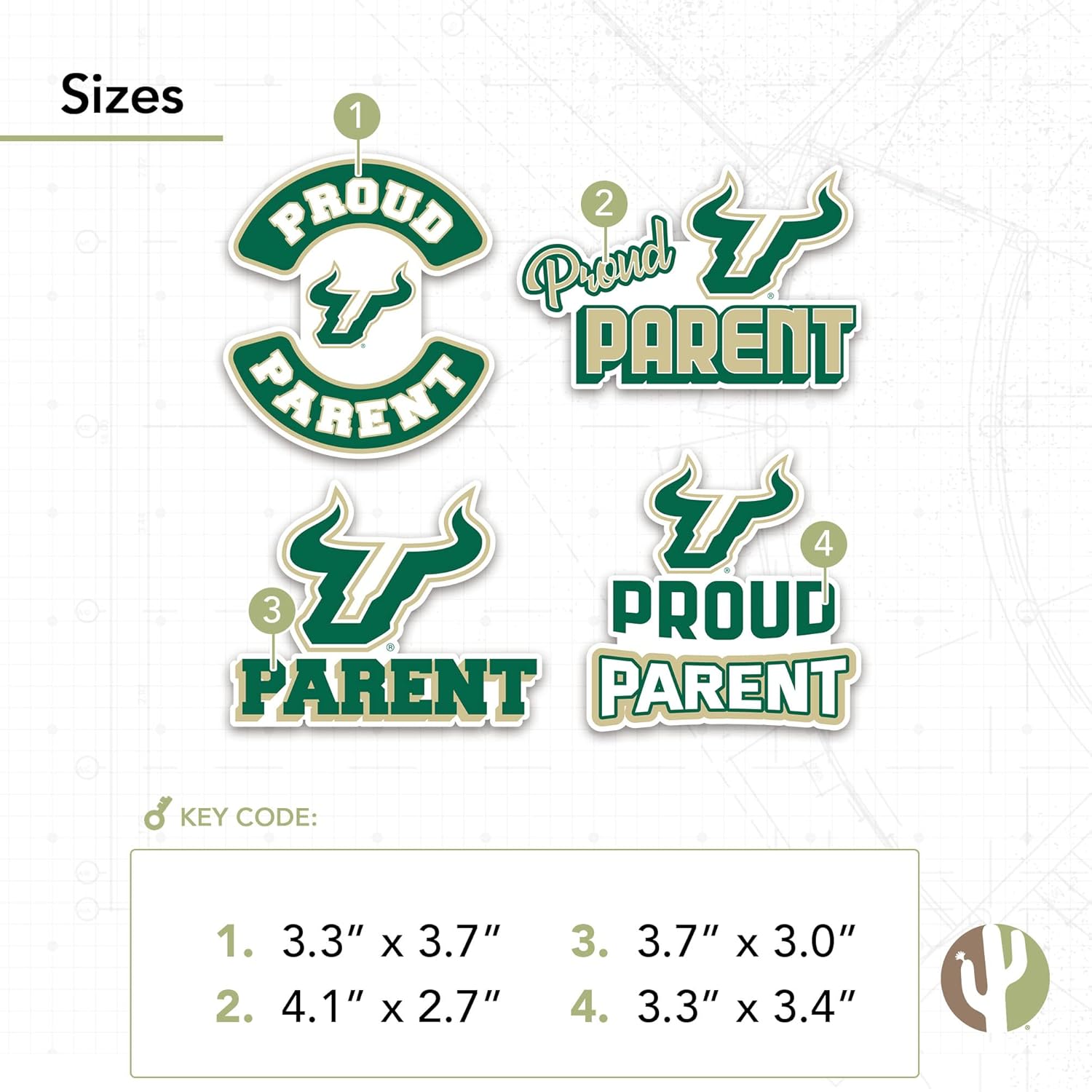 Desert Cactus University of South Florida Sticker USF Bulls Vinyl Decal Laptop Water Bottle Car Scrapbook (Proud Parent Sheet) - Image 3